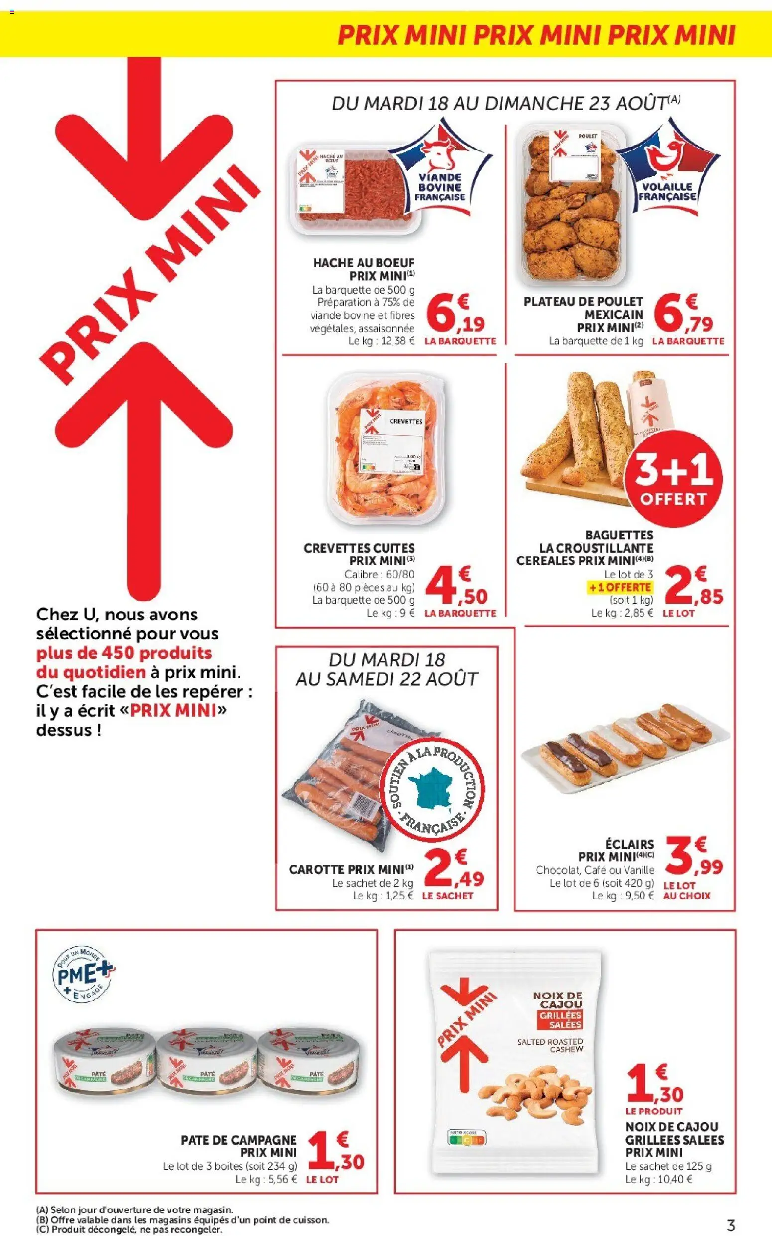{H1} | Page: 3 | Produits: Crevettes, Viande, Céréales, Carotte