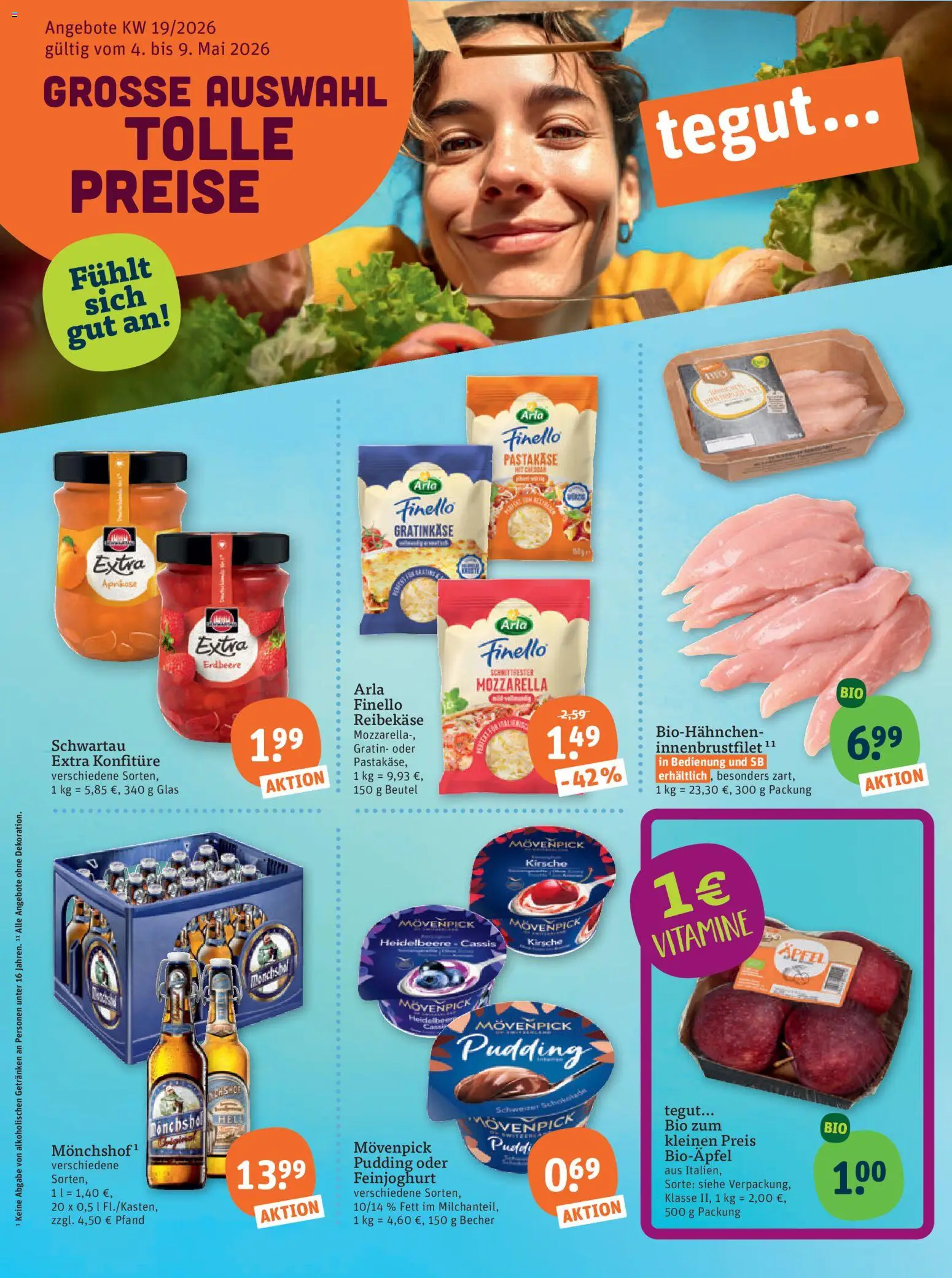 Tegut Prospekt 	 – gültig ab 04.05.2026 | Seite: 3 | Produkte: Schokolade, Mozzarella, Pudding, Reibekase