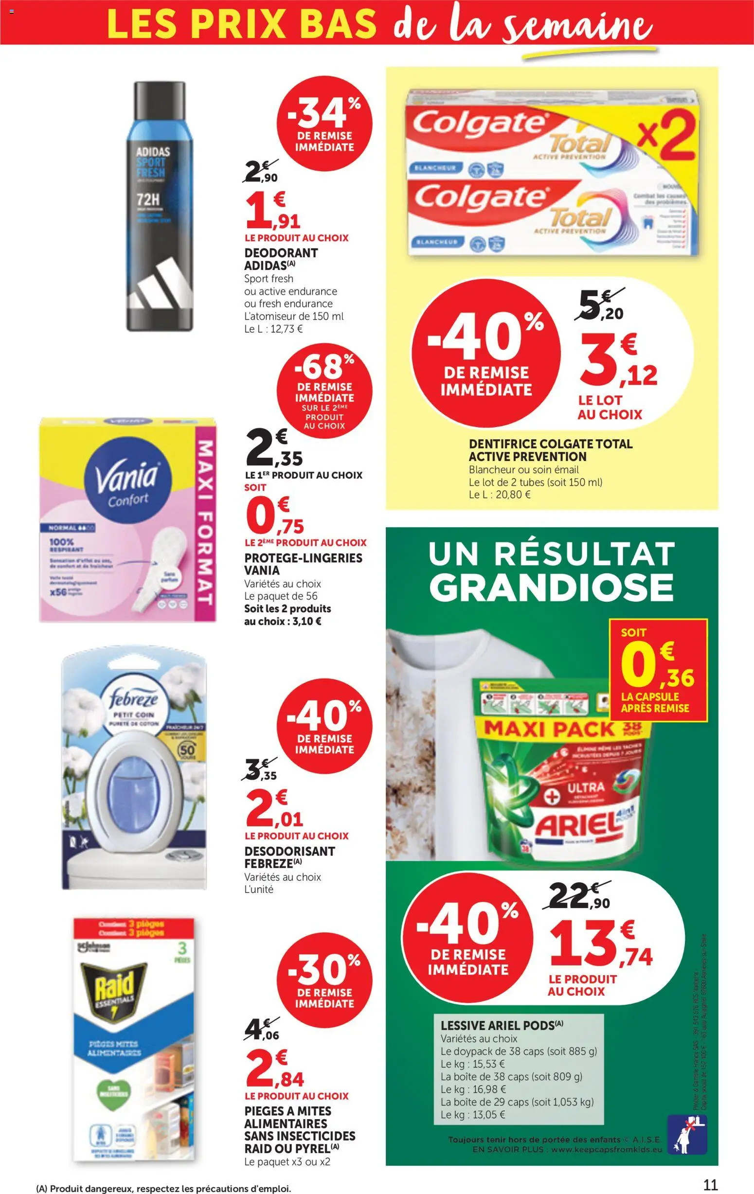 {H1} | Page: 11 | Produits: Coton, Désodorisant, Dentifrice, Lessive
