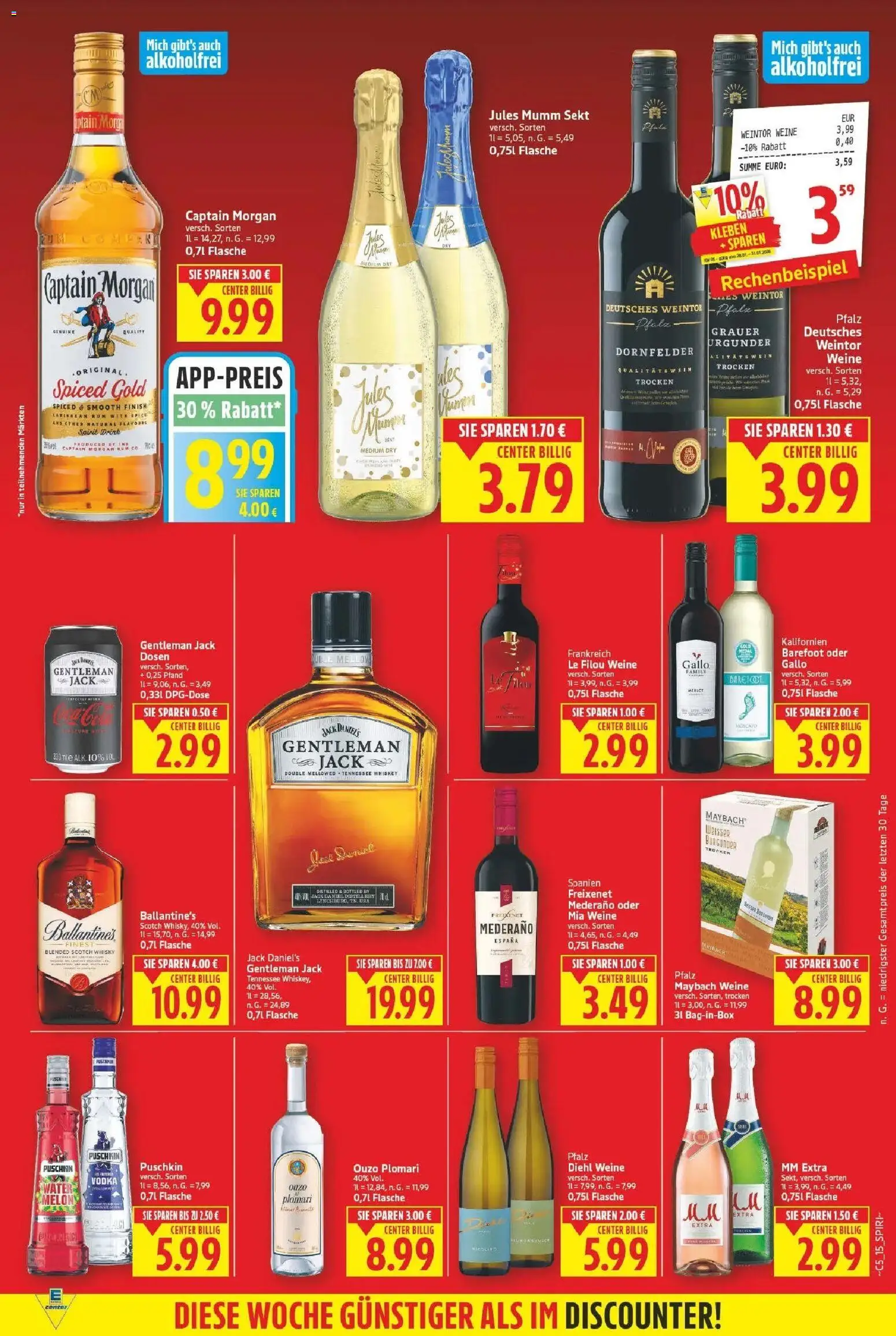 E center - Wochenangebote – gültig ab 10.05.2026 | Seite: 15 | Produkte: Mumm sekt, Freixenet, Jules mumm, Captain morgan