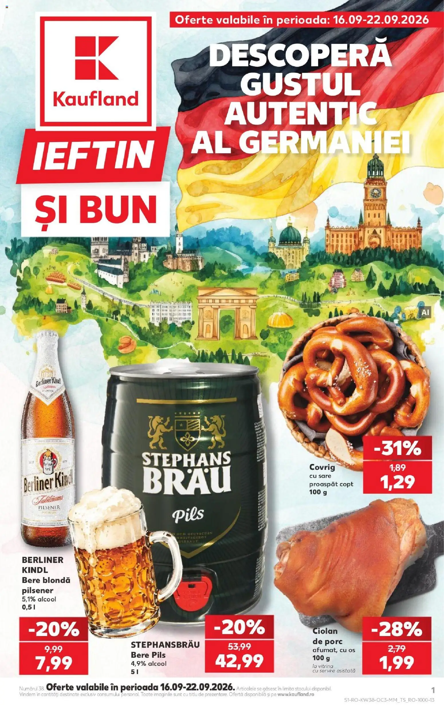 Noul catalog Kaufland – valabil de la 16.09.2026 | Pagină: 1 | Produse: Vitrină, Bere, Berliner, Sare