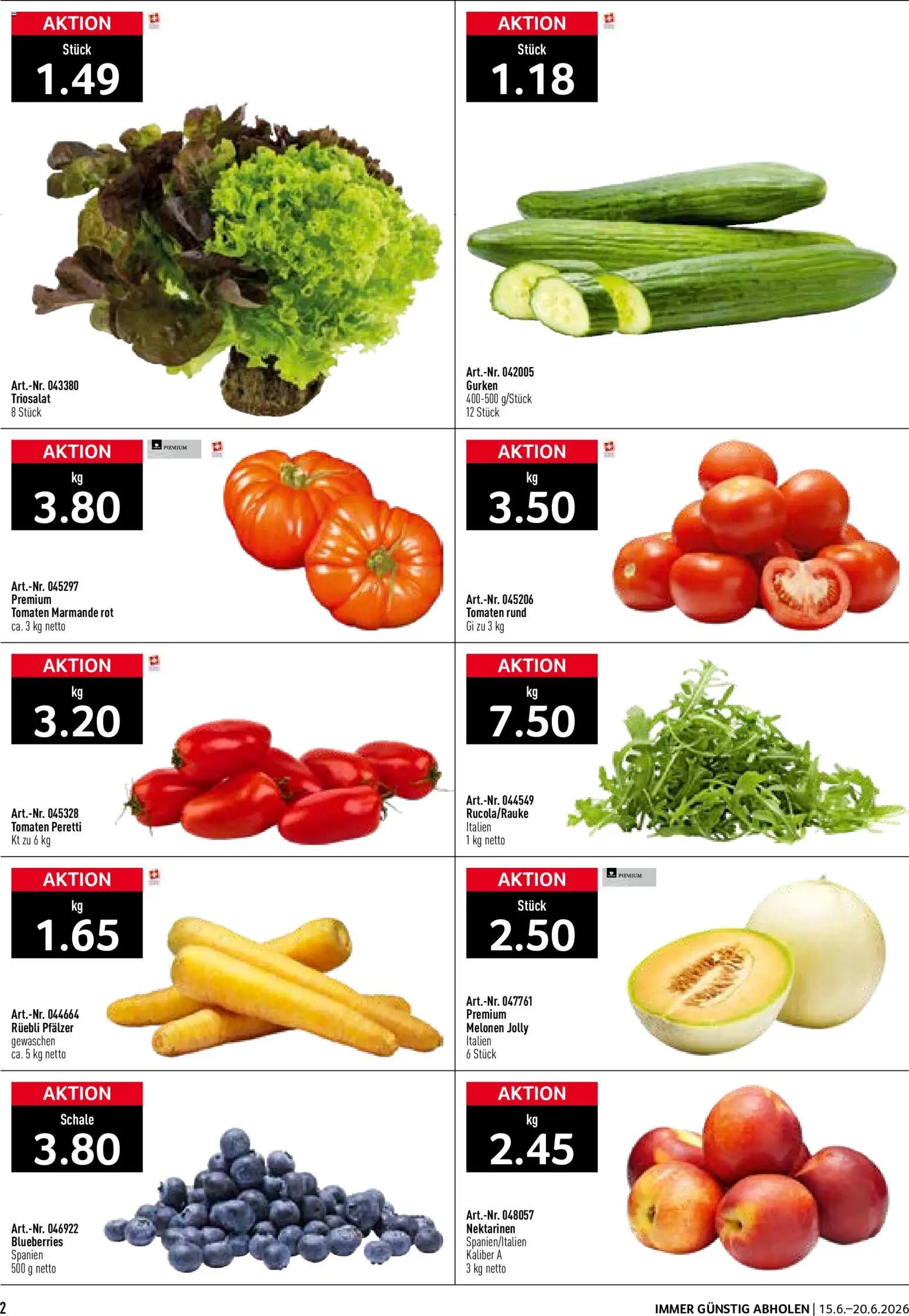 Prodega aktionen – gültig ab 15.06.2026 | Seite: 2 | Produkte: Nektarinen, Tomaten, Gurken