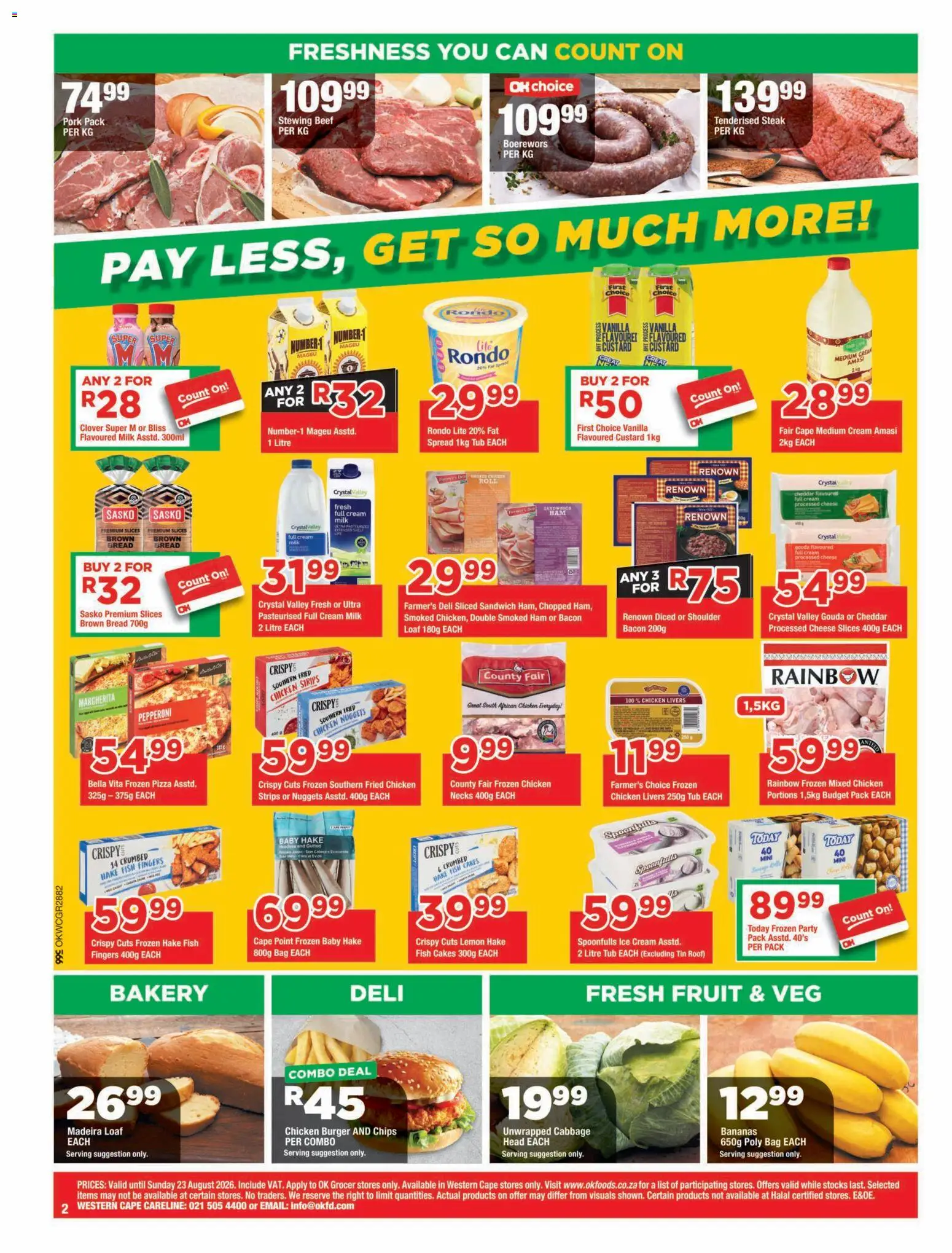 New OK Foods catalogue – valid from 12/08/2026 | Page: 2 | Products: Frozen pizza, Steak, Ham, Pizza