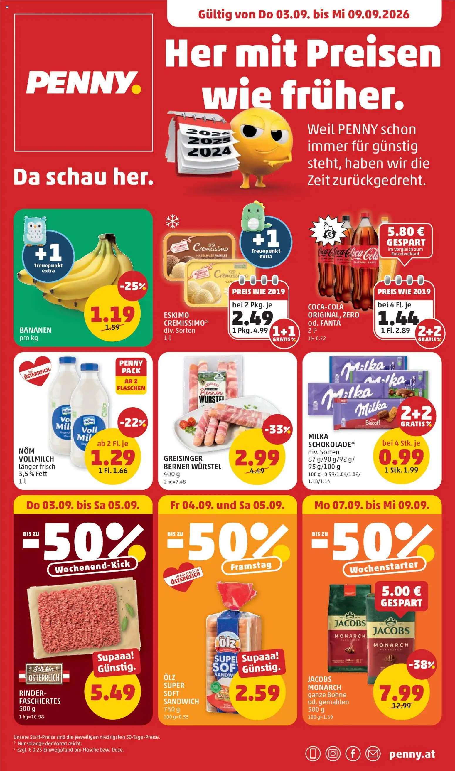 Penny Markt Flugblatt gültig ab 03.09.2026 | Seite: 1 | Produkte: Vanille, Fanta, Bohne, Vollmilch