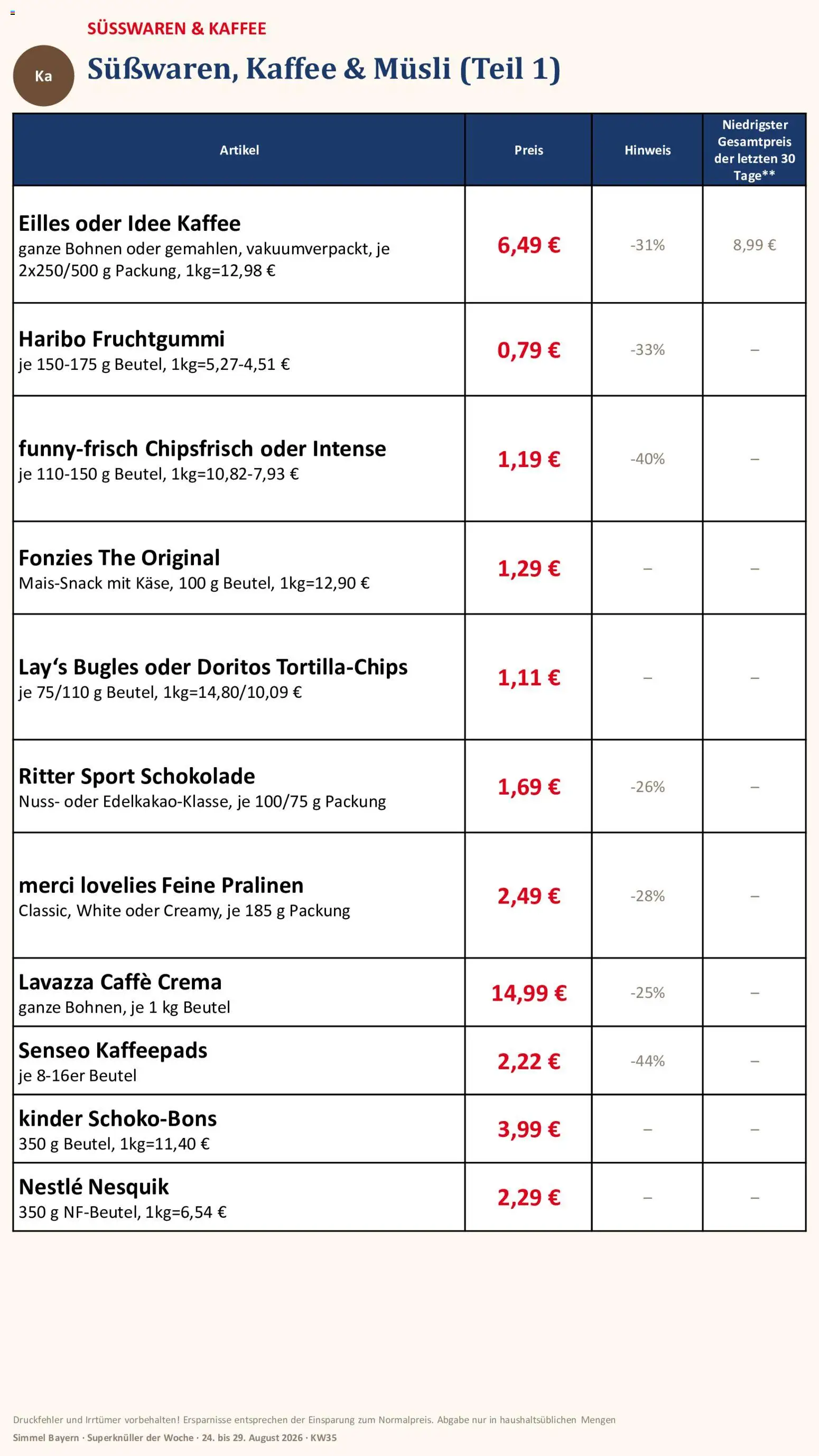 Simmel Bayern – gültig ab 24.08.2026 | Seite: 11 | Produkte: Senseo, Kaffee, Schokolade, Senseo kaffeepads