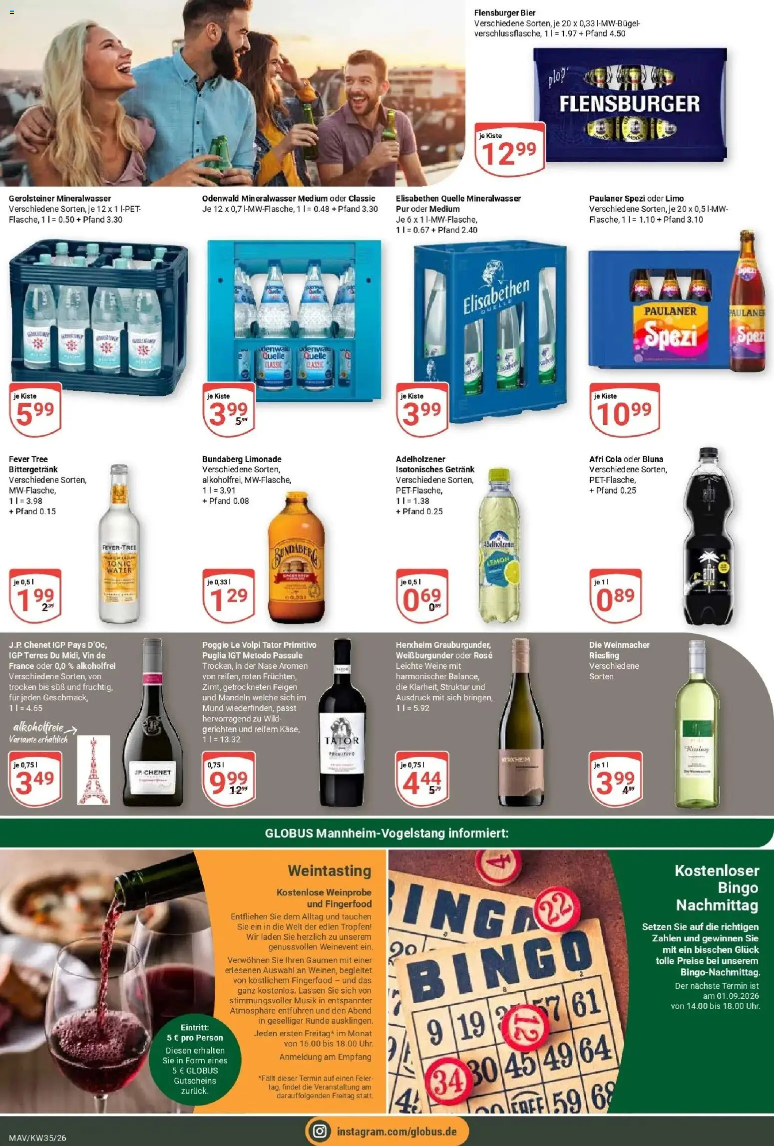 Globus Prospekt Mannheim (ab 24.08.2026) » Angebote online | Seite: 19 | Produkte: Limonade, Mineralwasser, Flensburger, Feigen