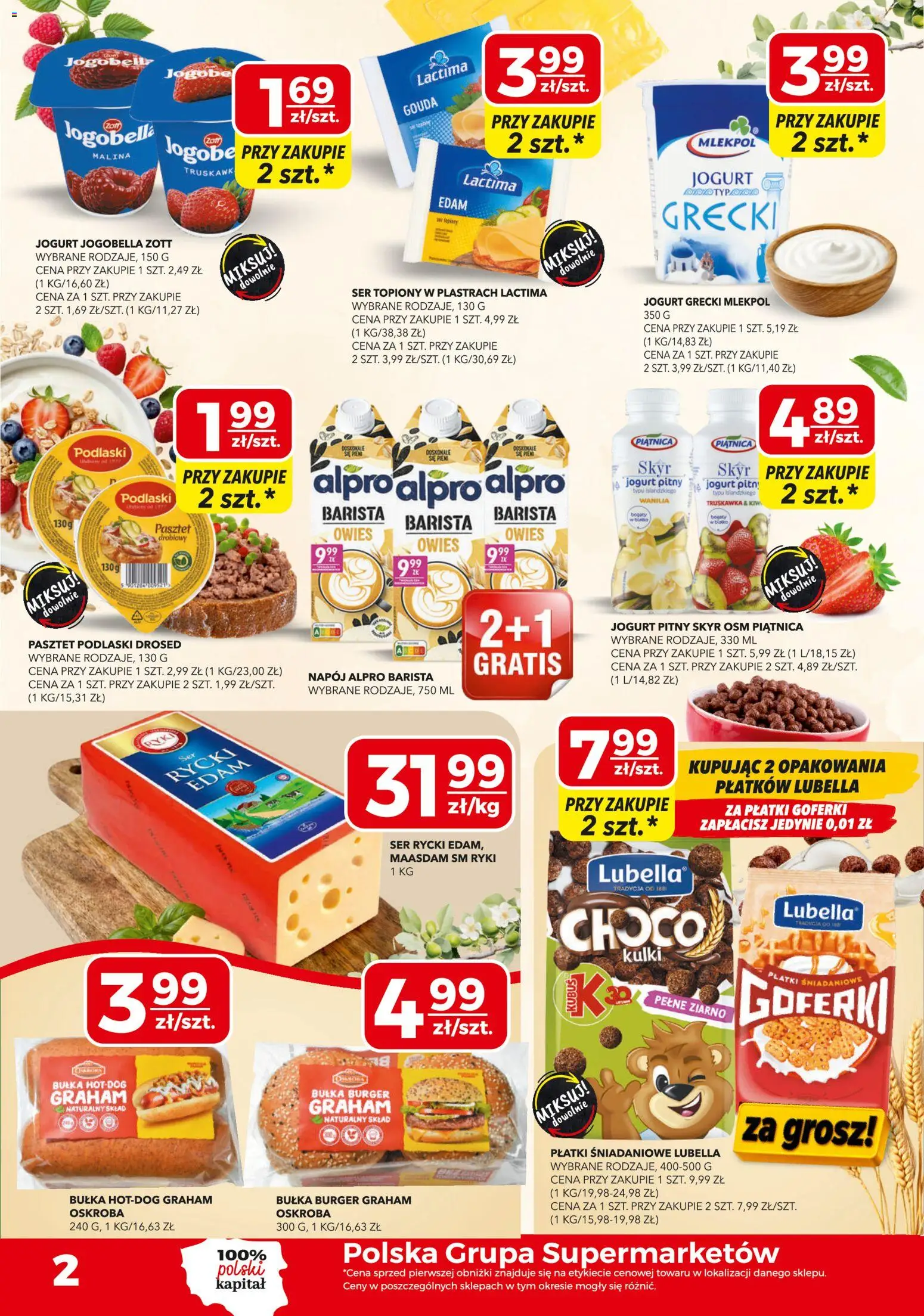 Top Market gazetka od 02.06.2026 | Strona: 2 | Produkty: Jogurt grecki, Ser topiony w plastrach, Napój Alpro Barista, Truskawki
