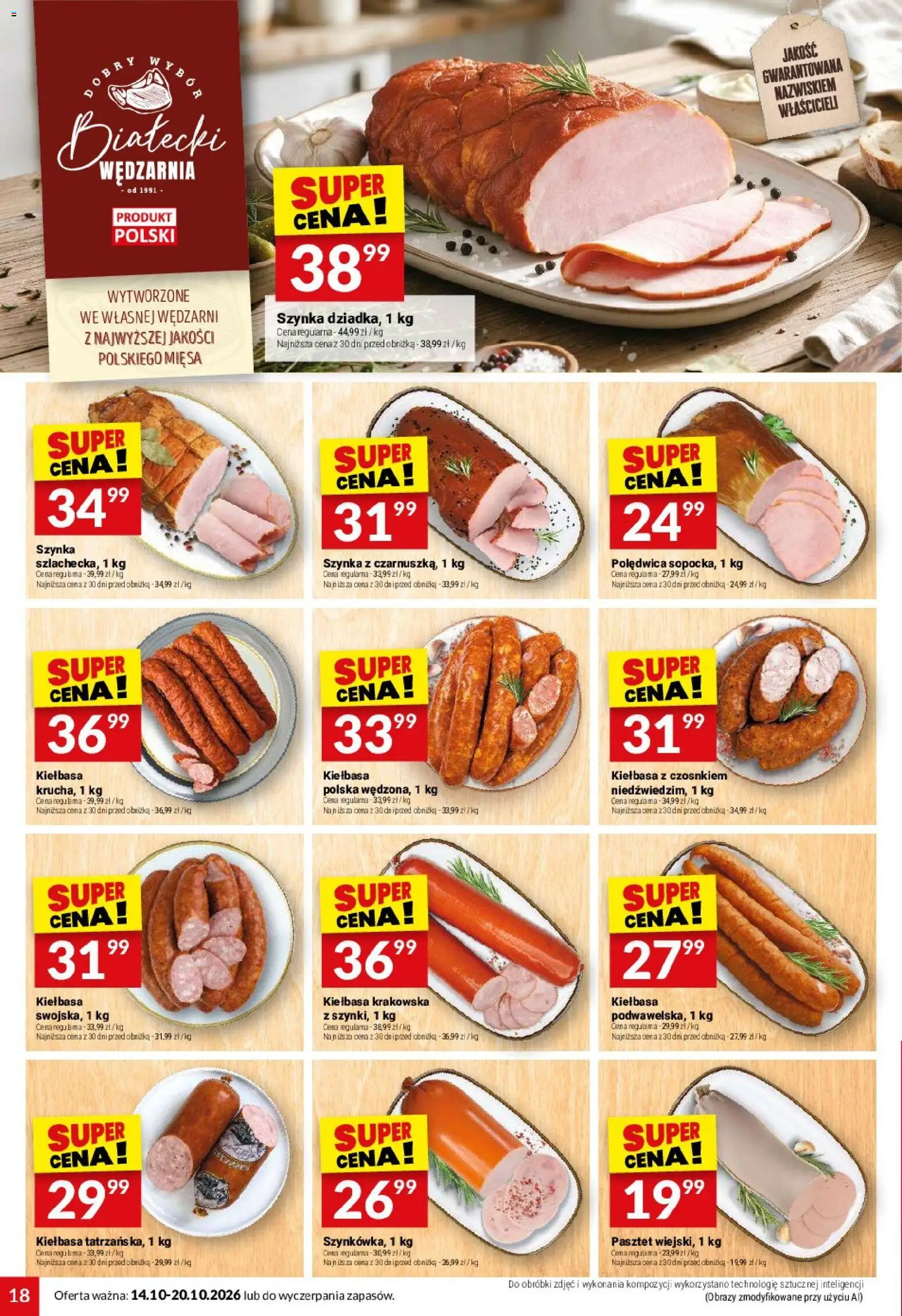 Twój Market gazetka od 14.10.2026 | Strona: 18 | Produkty: Kiełbasa, Pasztet, Szynka, Kiełbasa krakowska