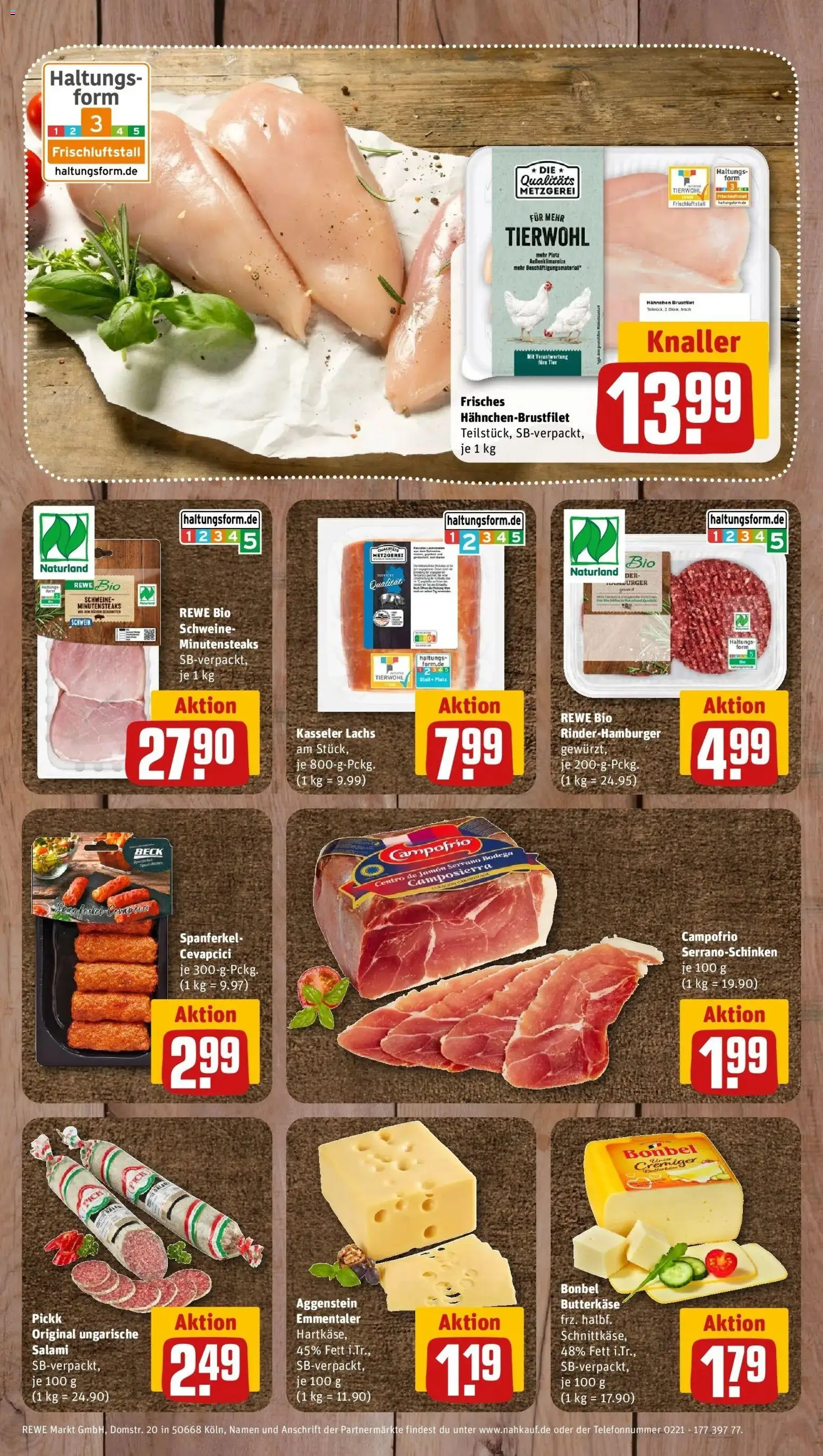 REWE Prospekt ab 12.10.2026 zum Blättern » Angebote | Seite: 9 | Produkte: Hahnchen, Cevapcici, Lachs, Salami