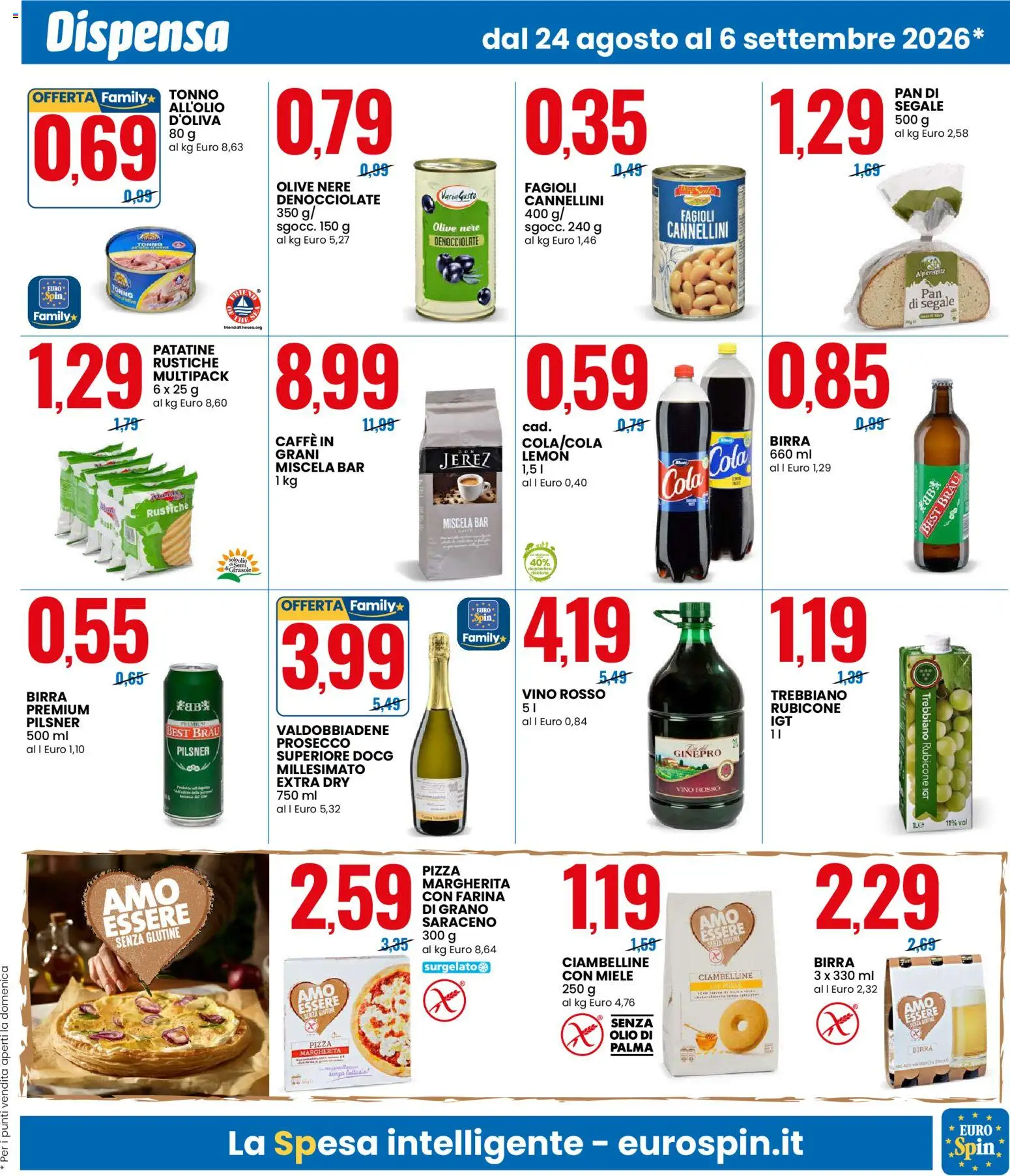 Volantino Eurospin del 24/08/2026 | Pagina: 7 | Prodotti: Patatine, Cannellini, Farina, Vino rosso