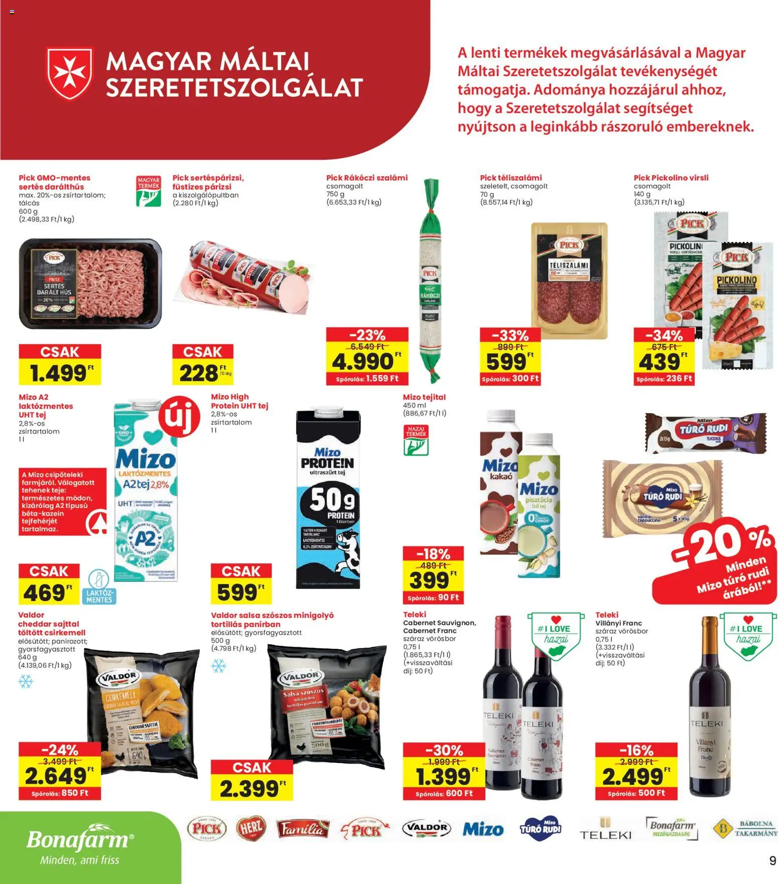 Interspar akciós ujság - amely érvényes a következő dátumtól: 16.04.2026 | Oldal: 9 | Termékek: Darált hús, Protein, Cheddar, Téliszalámi
