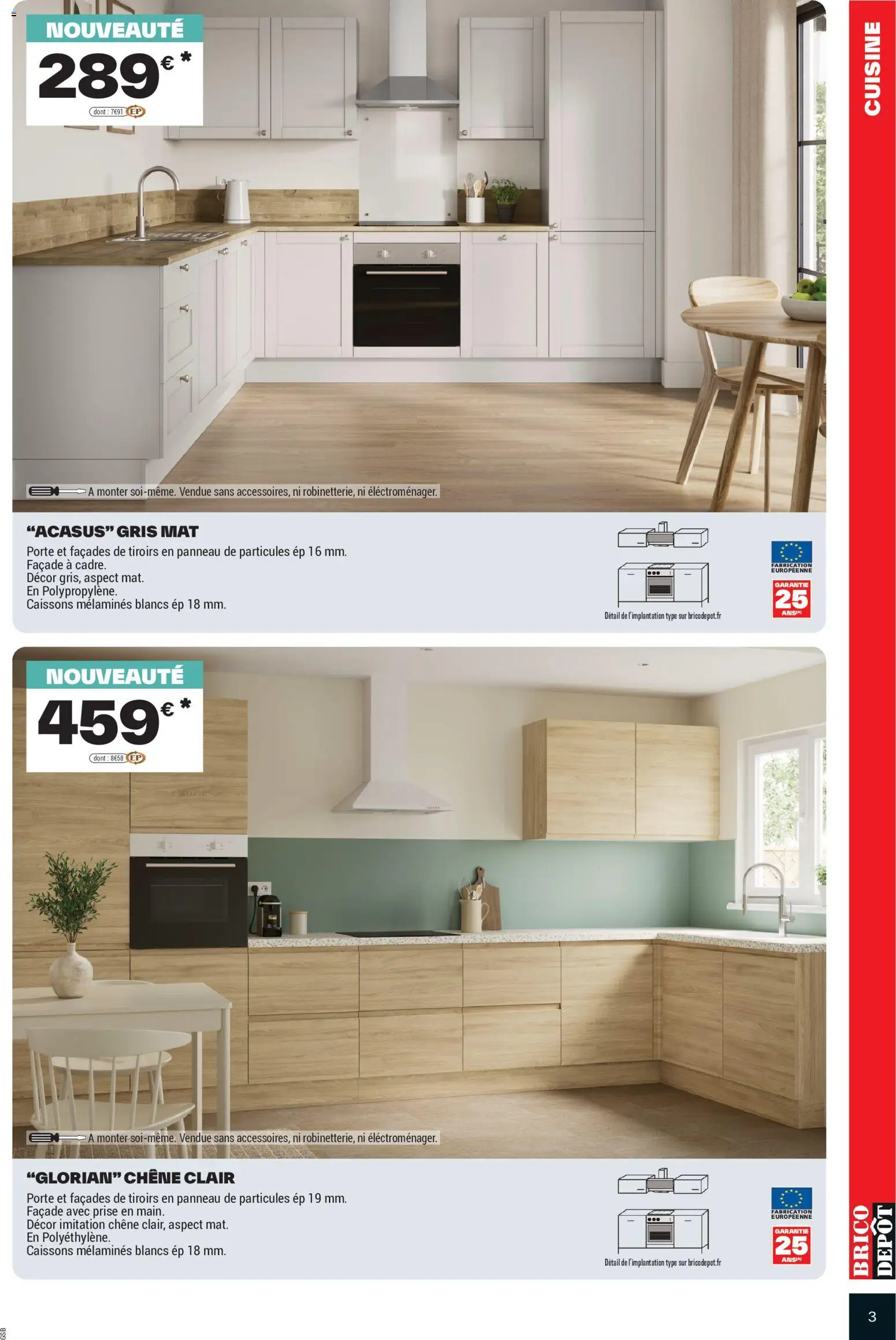 {H1} | Page: 3 | Produits: Porte, Prise, Tiroirs