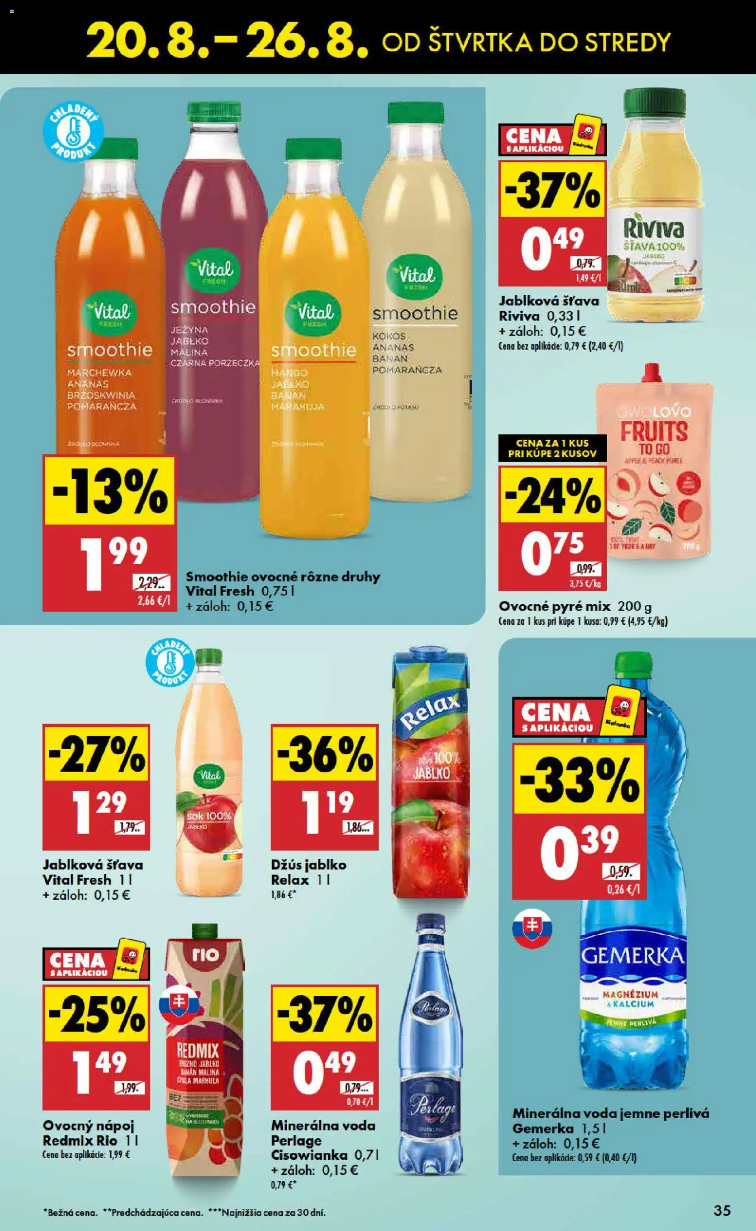 Nové Biedronka akcie – leták je platný od 20.08.2026 | Strana: 35 | Produkty: Džús, Ananás, Mango, Gemerka