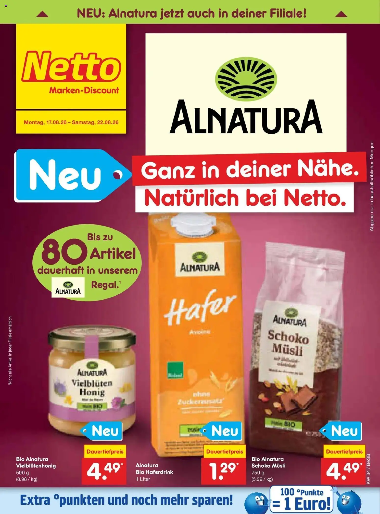 Netto Marken-Discount Prospekt Kremmen – gültig ab 17.08.2026 | Seite: 44 | Produkte: Musli, Haferdrink