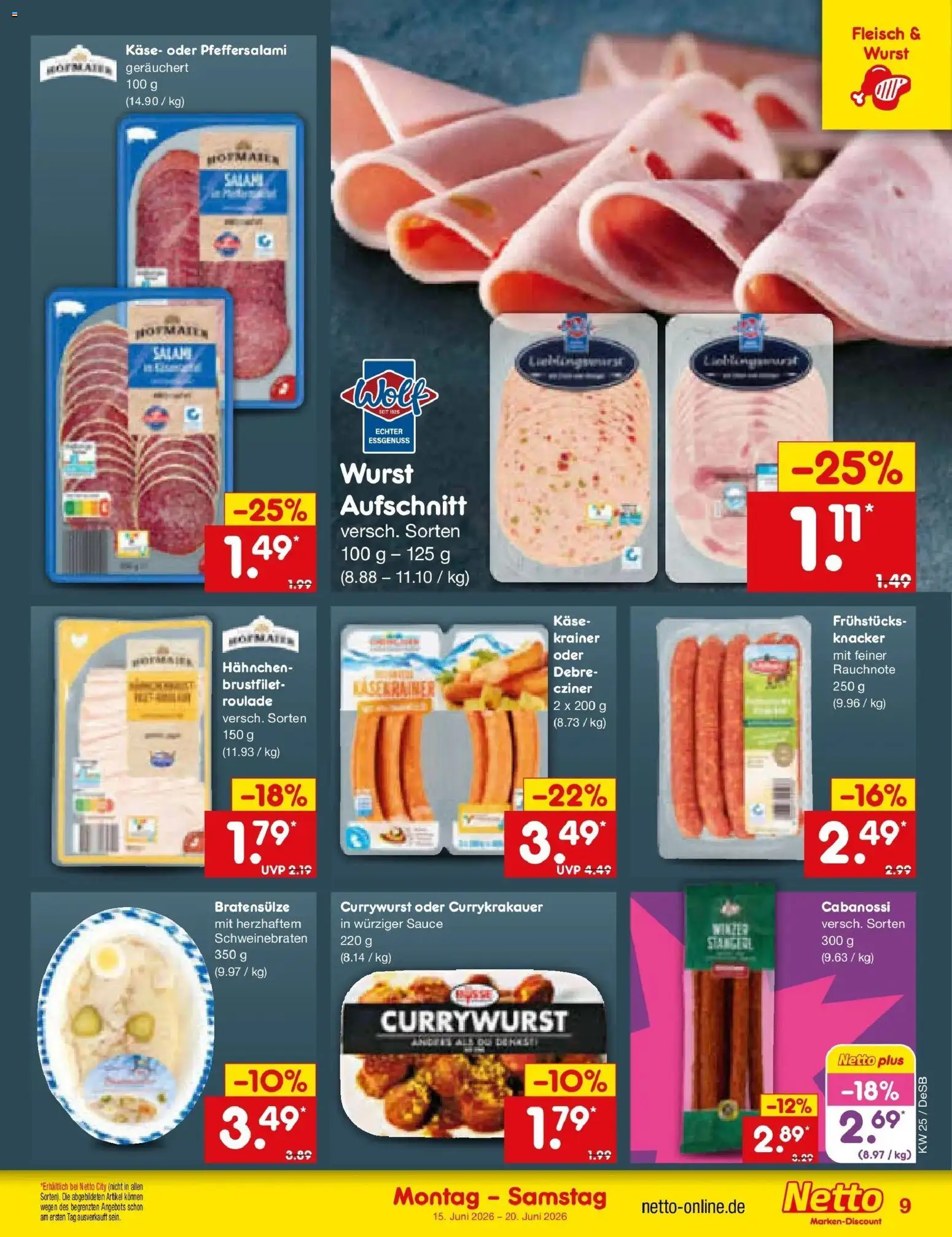 Netto Marken-Discount Prospekt Waiblingen-Bittenfeld – gültig ab 15.06.2026 | Seite: 11 | Produkte: Hahnchen, Käse, Salami, Fleisch