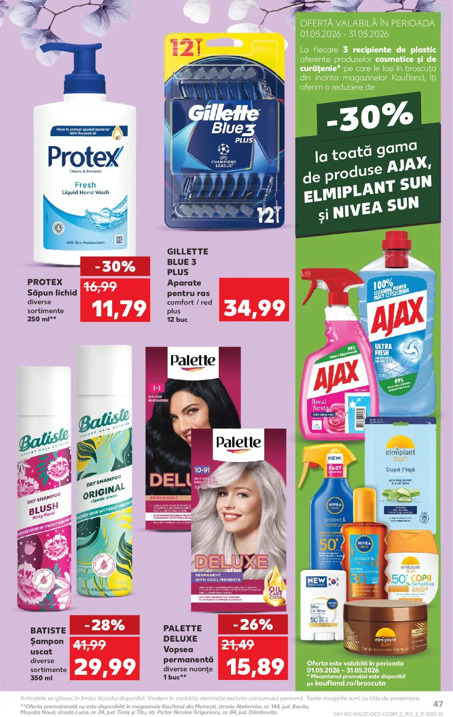 Noul catalog Kaufland – valabil de la 27.05.2026 | Pagină: 47 | Produse: Gel de bronzare, Pomelo, Săpun lichid, Șampon uscat