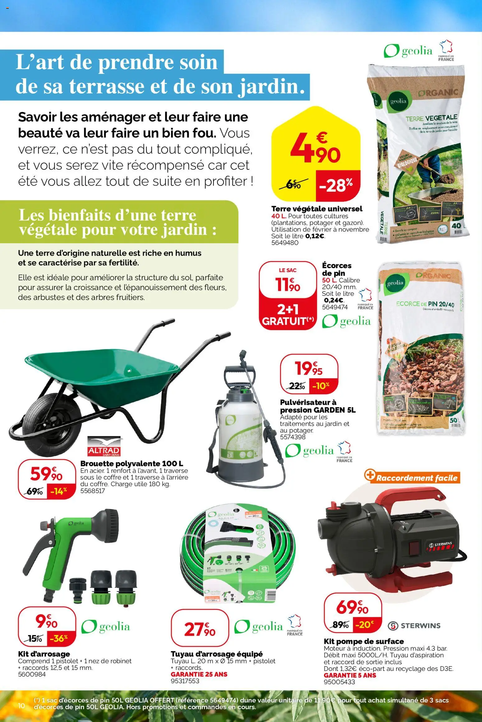 {H1} | Page: 10 | Produits: Robinet, Écorce de pin, Tuyau, Humus