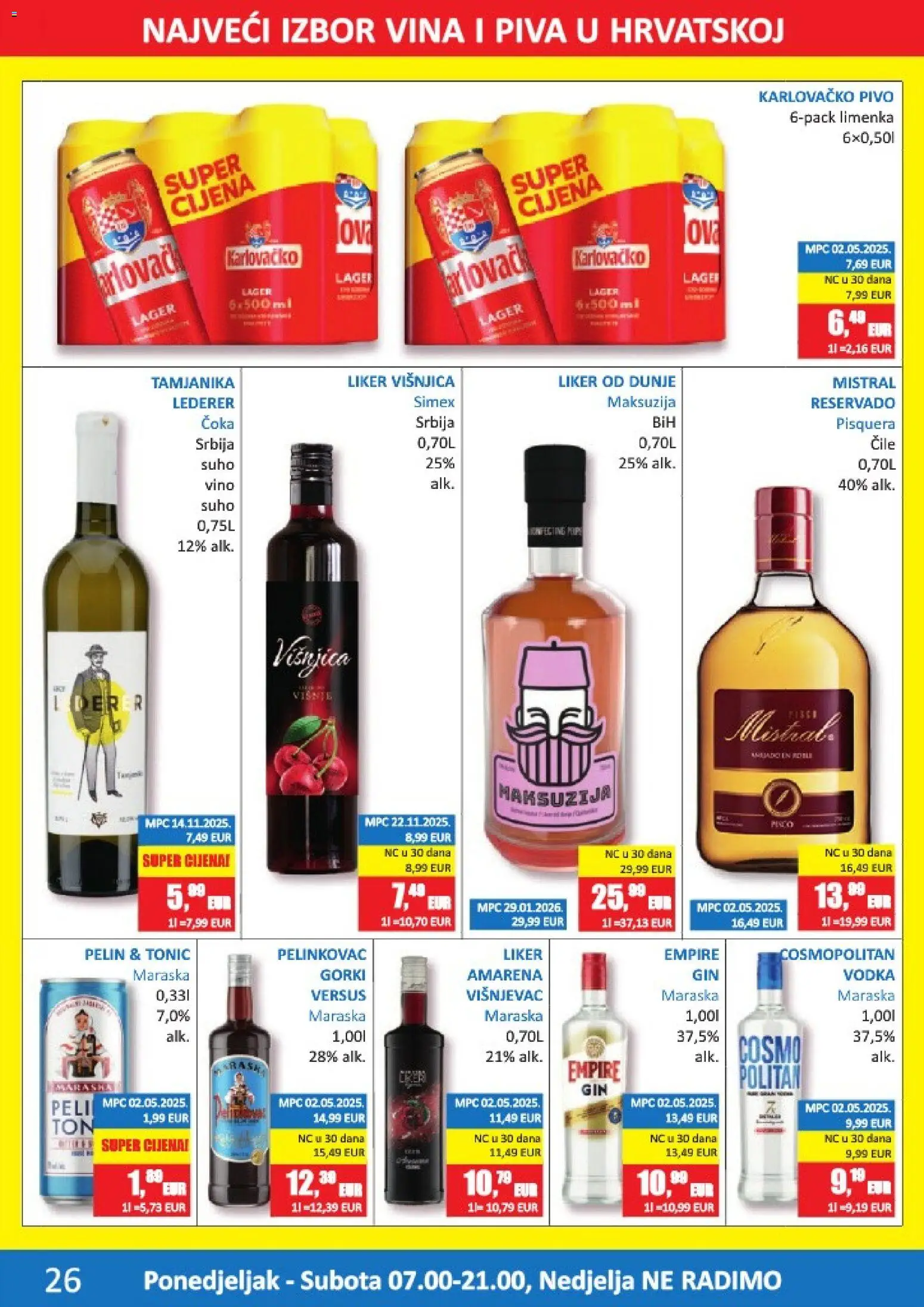 Vrutak katalog | vrijedi od 08.06.2026 | Stranica: 26 | Proizvodi: Karlovačko, Vino, Tonic, Vodka