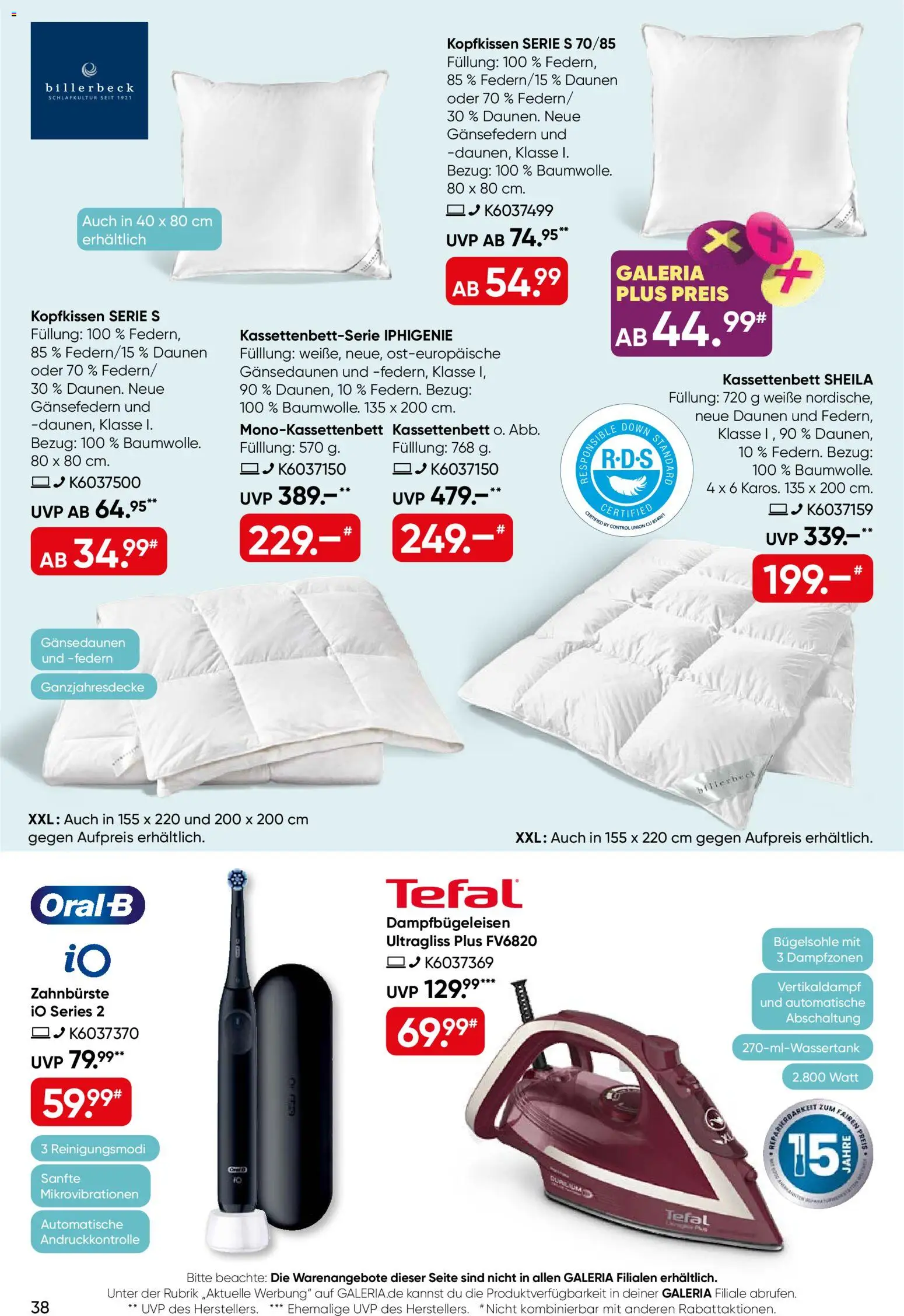 Galeria Karstadt Kaufhof Prospekt – gültig ab 10.06.2026 | Seite: 38 | Produkte: Kopfkissen, Zahnbürste