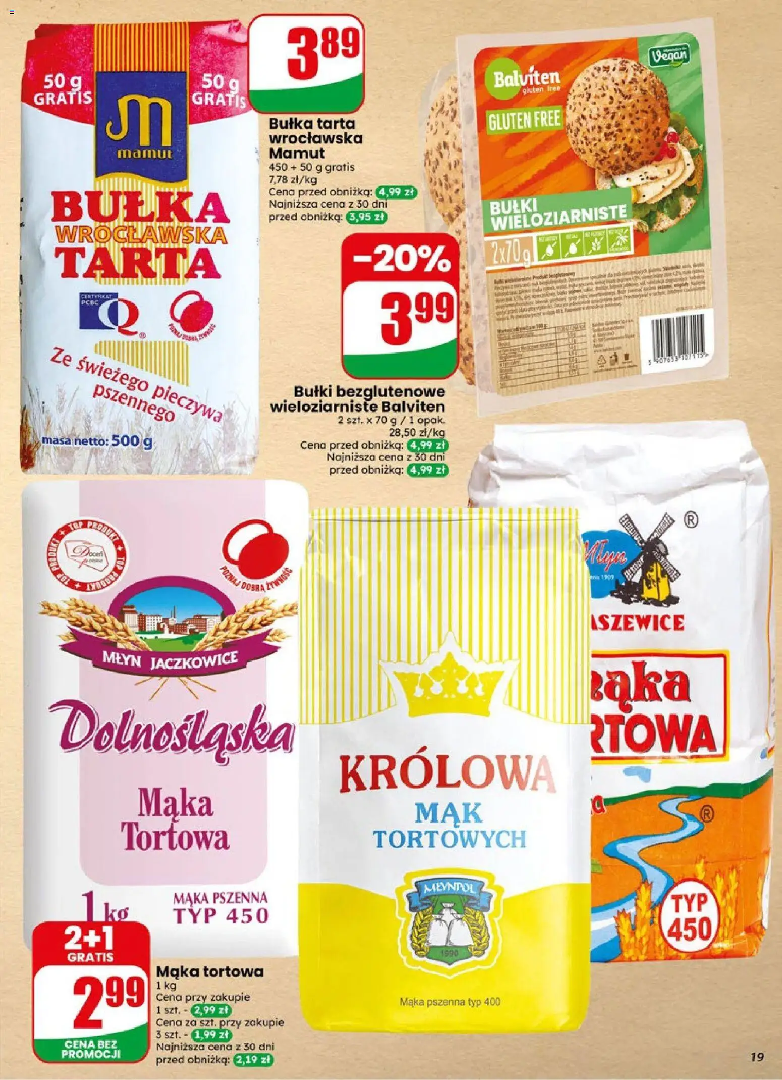 Dino gazetka od 19.08.2026 | Strona: 19 | Produkty: Bułki, Bułka tarta, Mąka tortowa, Mąka