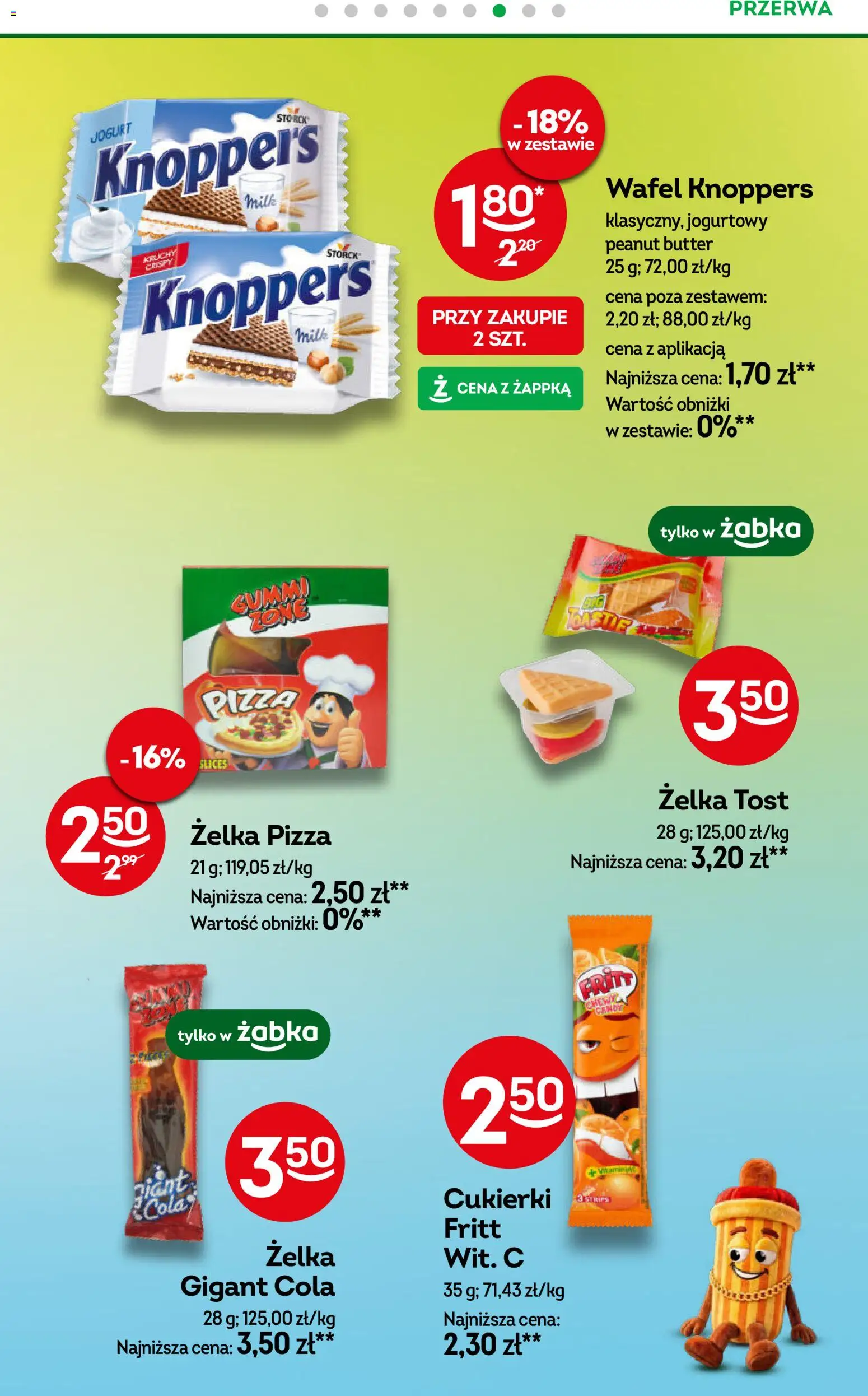 Żabka gazetka od 20.05.2026 | Strona: 84 | Produkty: Knoppers, Jogurt, Pizza, Cukierki