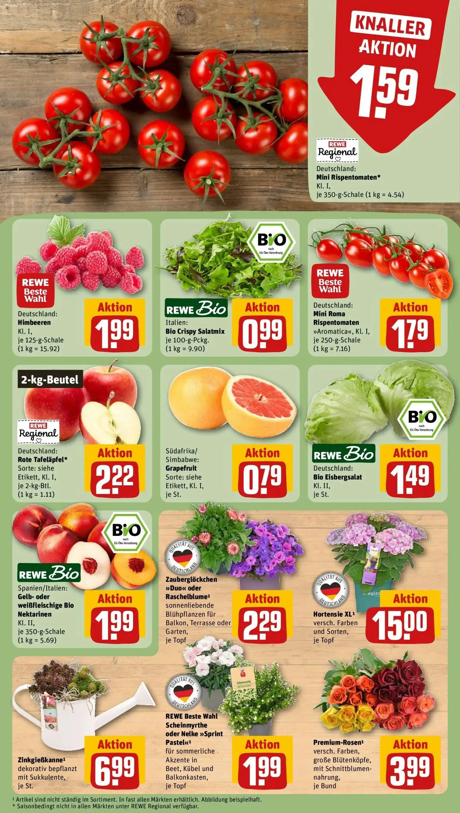 Rewe Prospekt Aulendorf – gültig ab 21.06.2026 | Seite: 9 | Produkte: Himbeeren, Nektarinen, Tomaten, Grapefruit