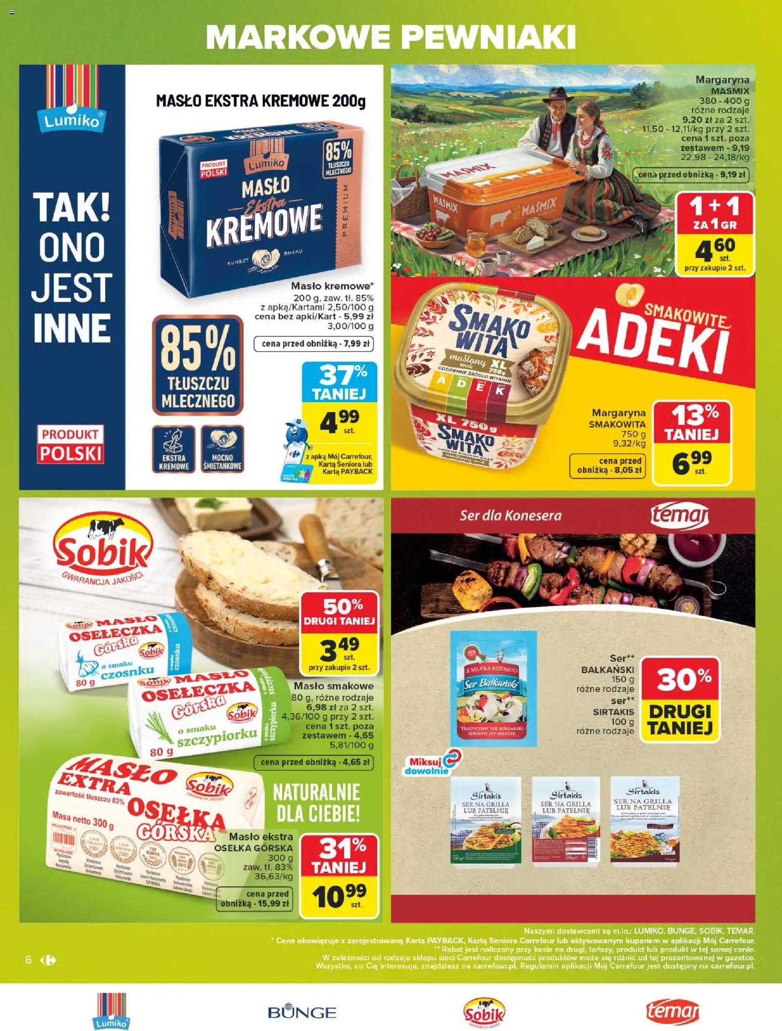 Carrefour gazetka - Markowe pewniaki od 20.07.2026 | Strona: 6 | Produkty: Osełka, Masło, Ser, Ser na grilla