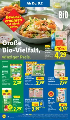 FRESHONA Bio Gemüse XXL, Versch. Sorten. Tiefgefroren. Je 1 kg ab 06.07.2026 gültig | Seite: 48 | Produkte: Mozzarella, Apfelsaft, Apple, Lachs