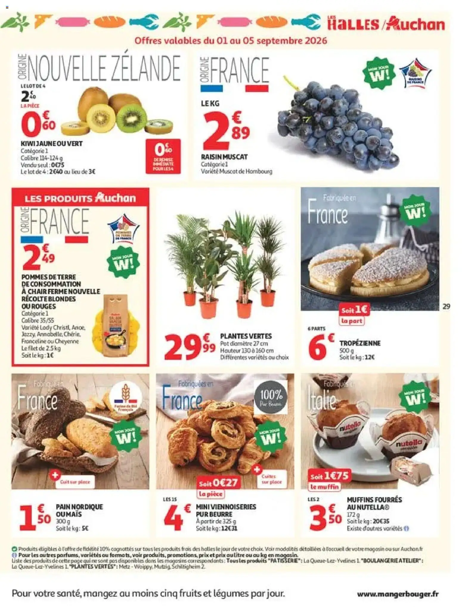 {H1} | Page: 29 | Produits: Nutella, Plantes vertes, Pommes, Kiwi