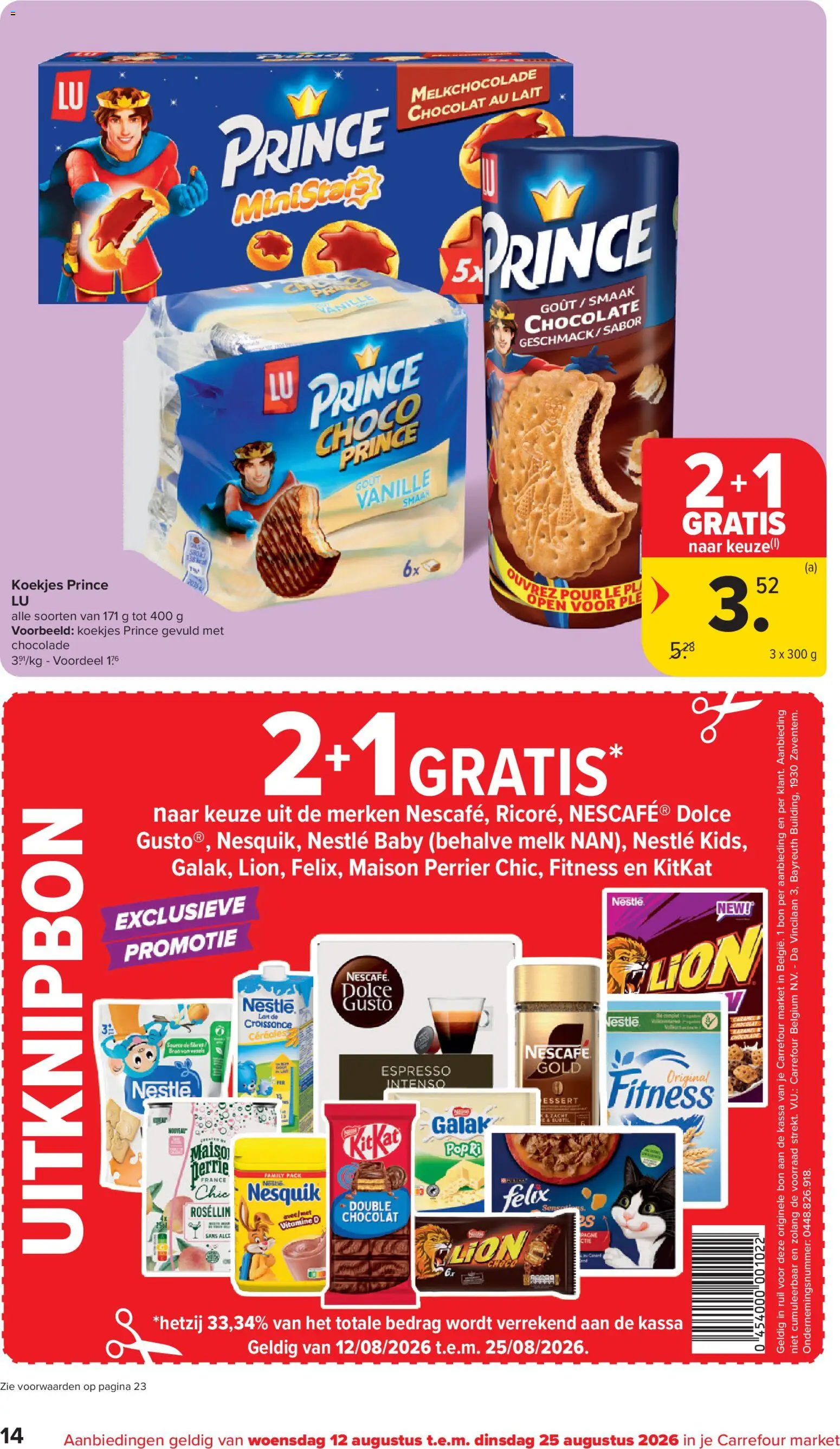 {H1} | Pagina: 14 | Producten: Koekjes, Vitamine D, Nescafe, Melk