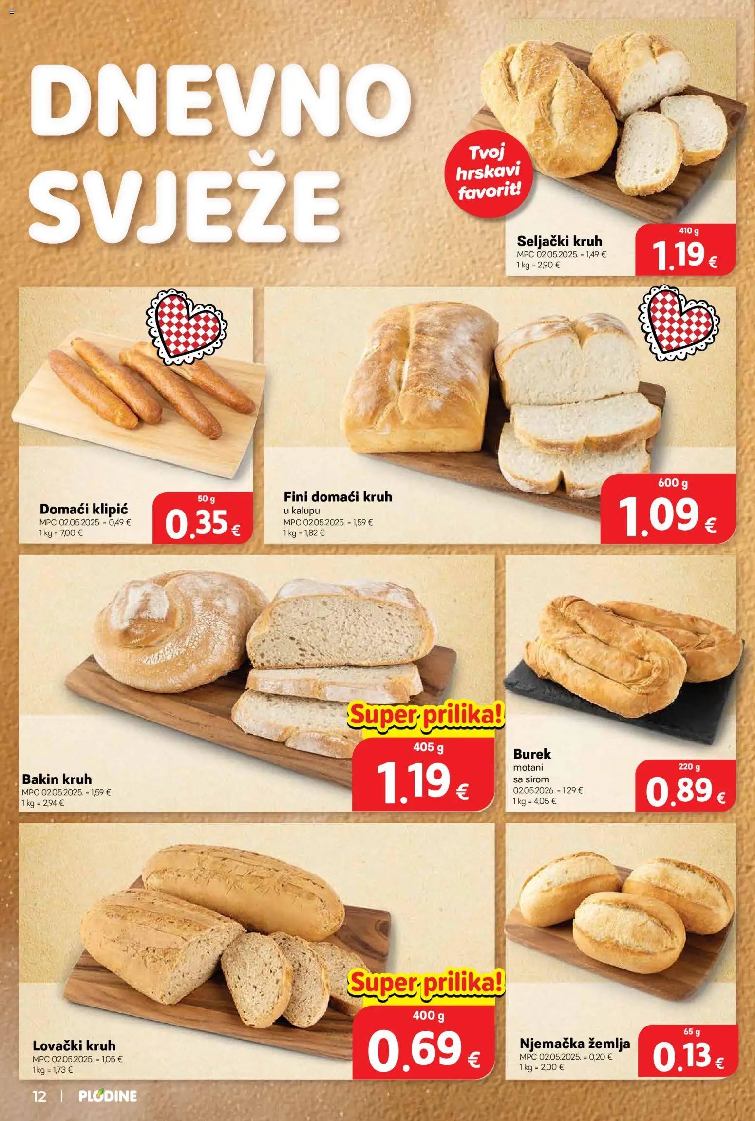 Plodine katalog | vrijedi od 20.05.2026 | Stranica: 14 | Proizvodi: Kruh, Burek