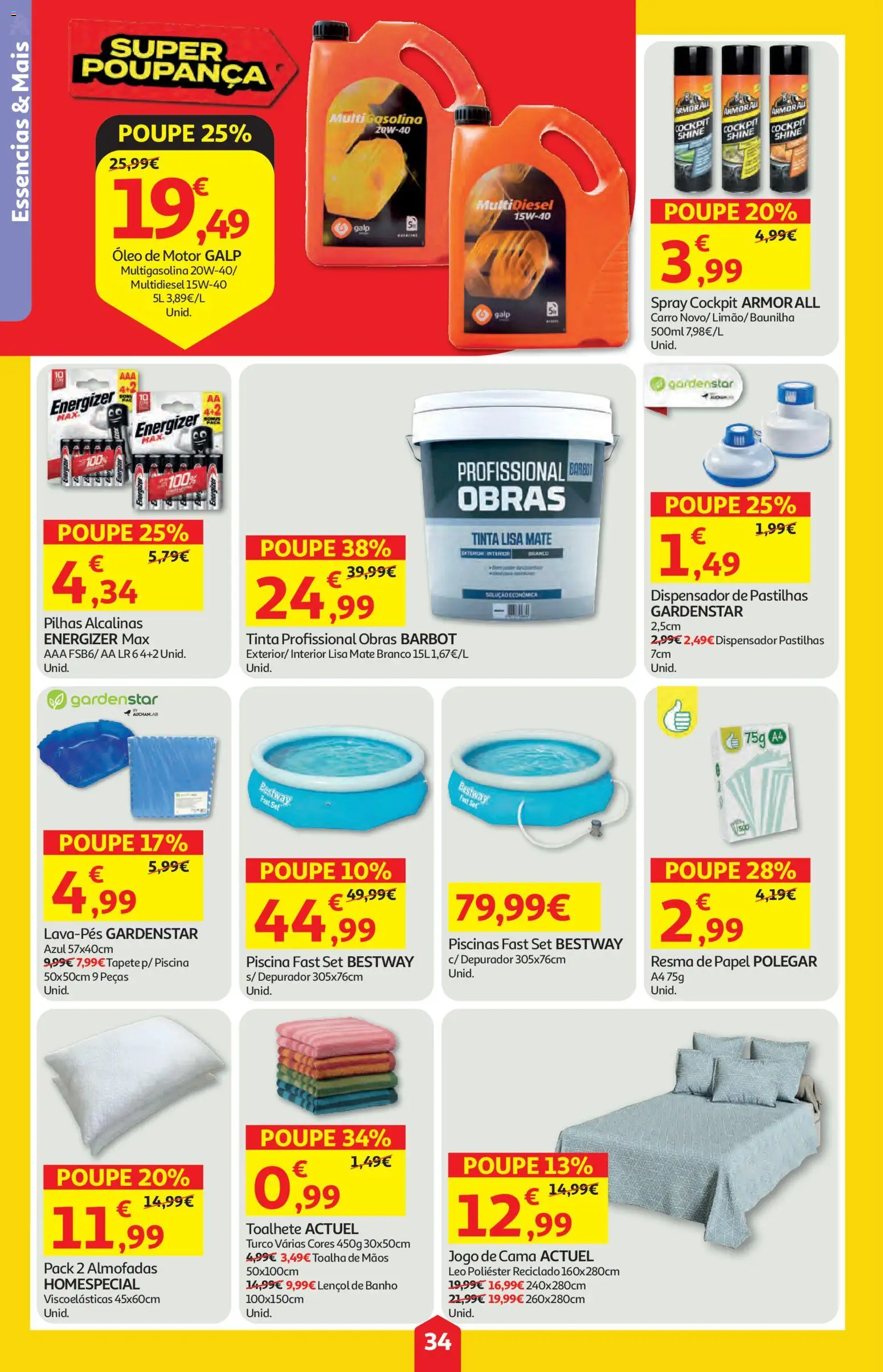 Auchan folheto │ válido de 02/07/2026 | Página: 34 | Produtos: Piscinas, Tinta, Cama, Tapete