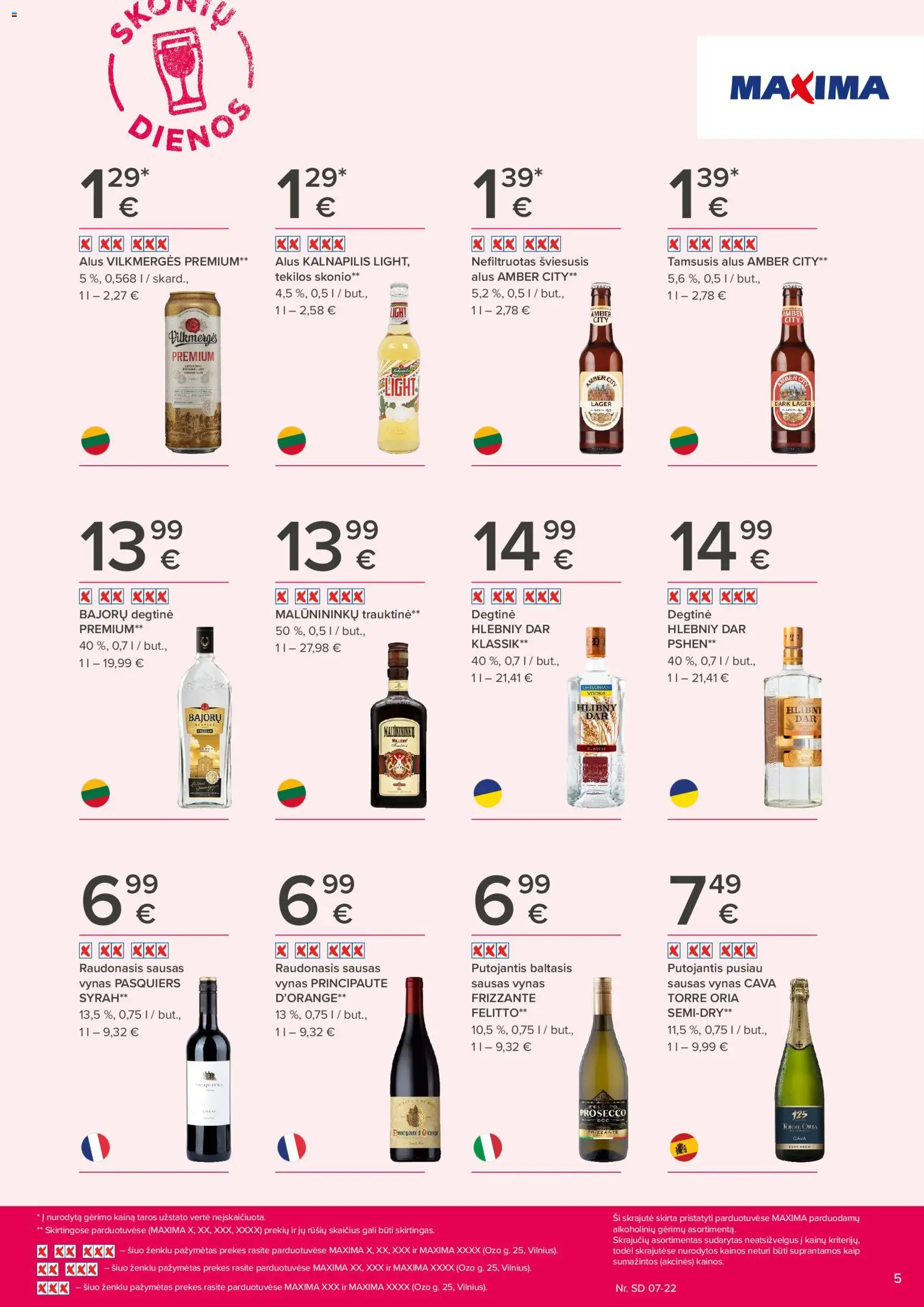 MAXIMA akcijos nuo 2026.07.09 | Puslapis: 5 | Prekių: Degtinė, Vynas, Alus