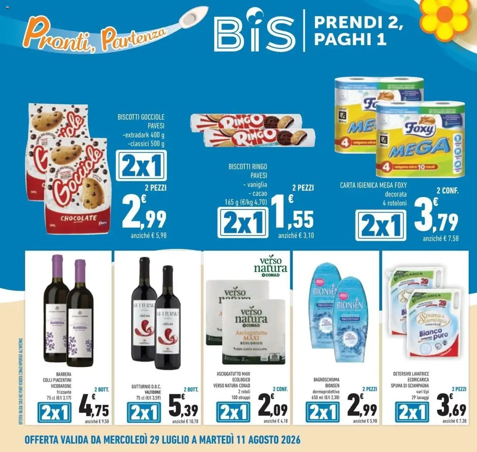 Volantino Conad del 29/07/2026 | Pagina: 6 | Prodotti: Vaniglia, Bagnoschiuma, Biscotti, Lavatrice