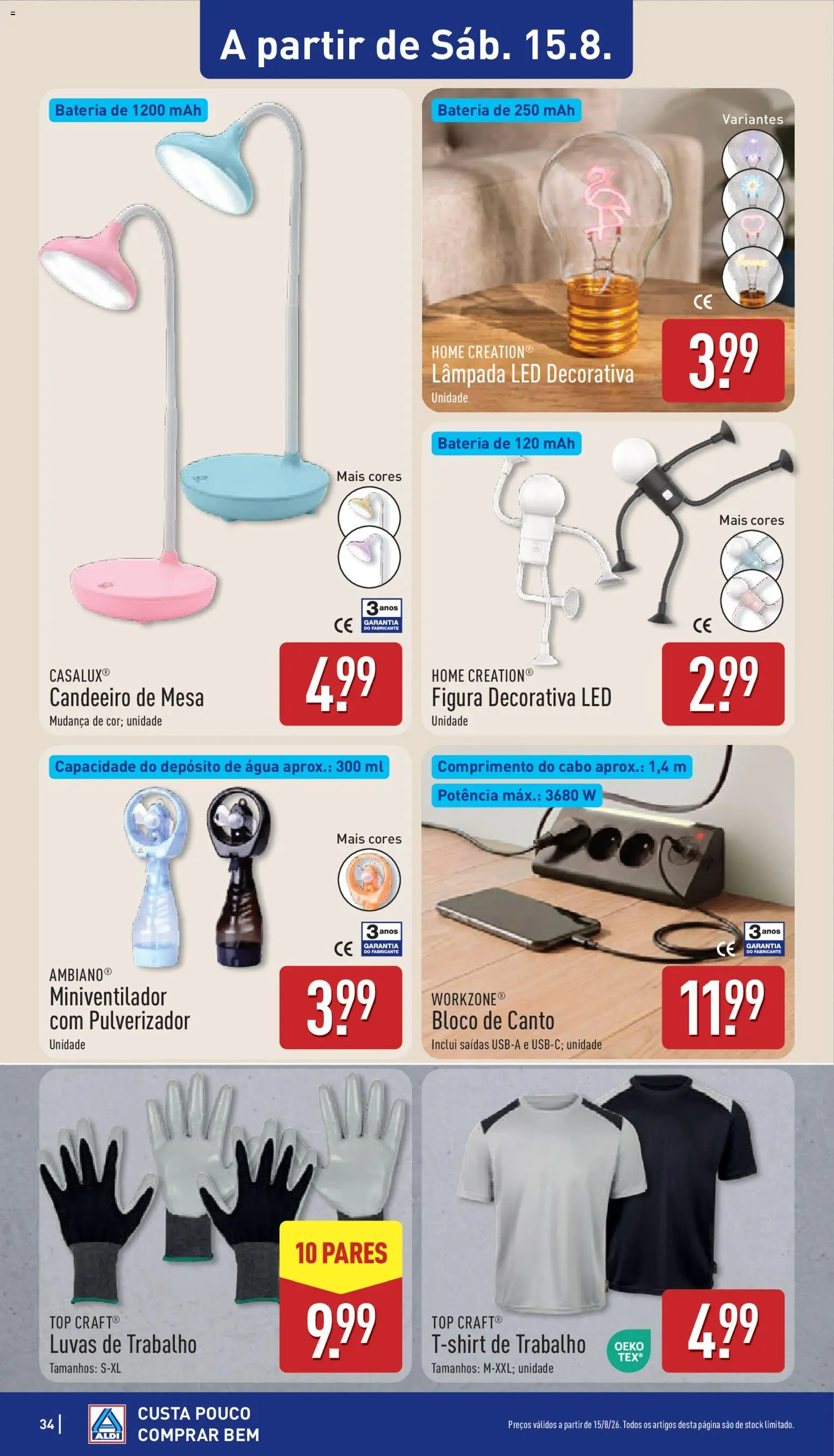 Aldi folheto │ válido de 10/08/2026 | Página: 34 | Produtos: Cabo, Top, Mesa, Bateria