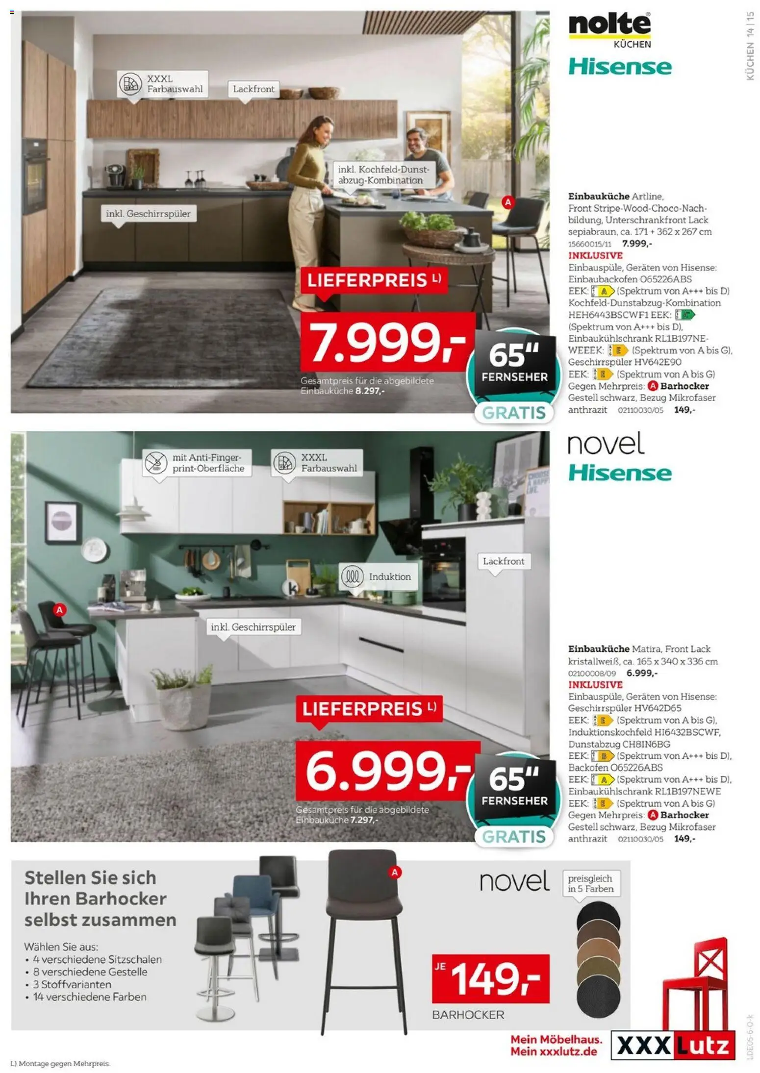 XXXLutz Nr. 1 bei küchen – gültig ab 09.05.2026 | Seite: 15 | Produkte: Einbauküche, Barhocker, Backofen, Fernseher