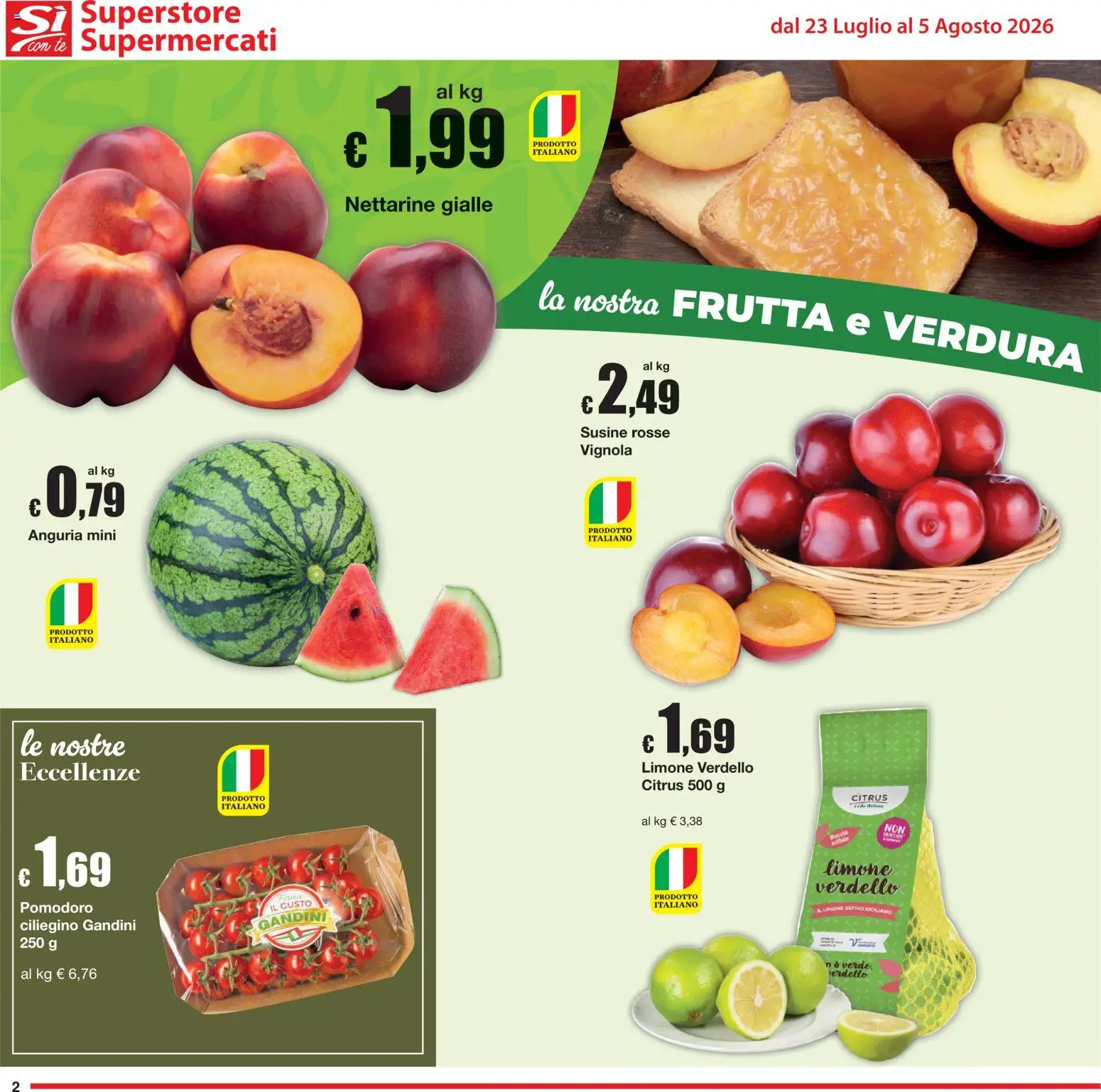 Volantino Sì con Te del 23/07/2026 | Pagina: 2 | Prodotti: Tè, Frutta, Pomodoro, Susine