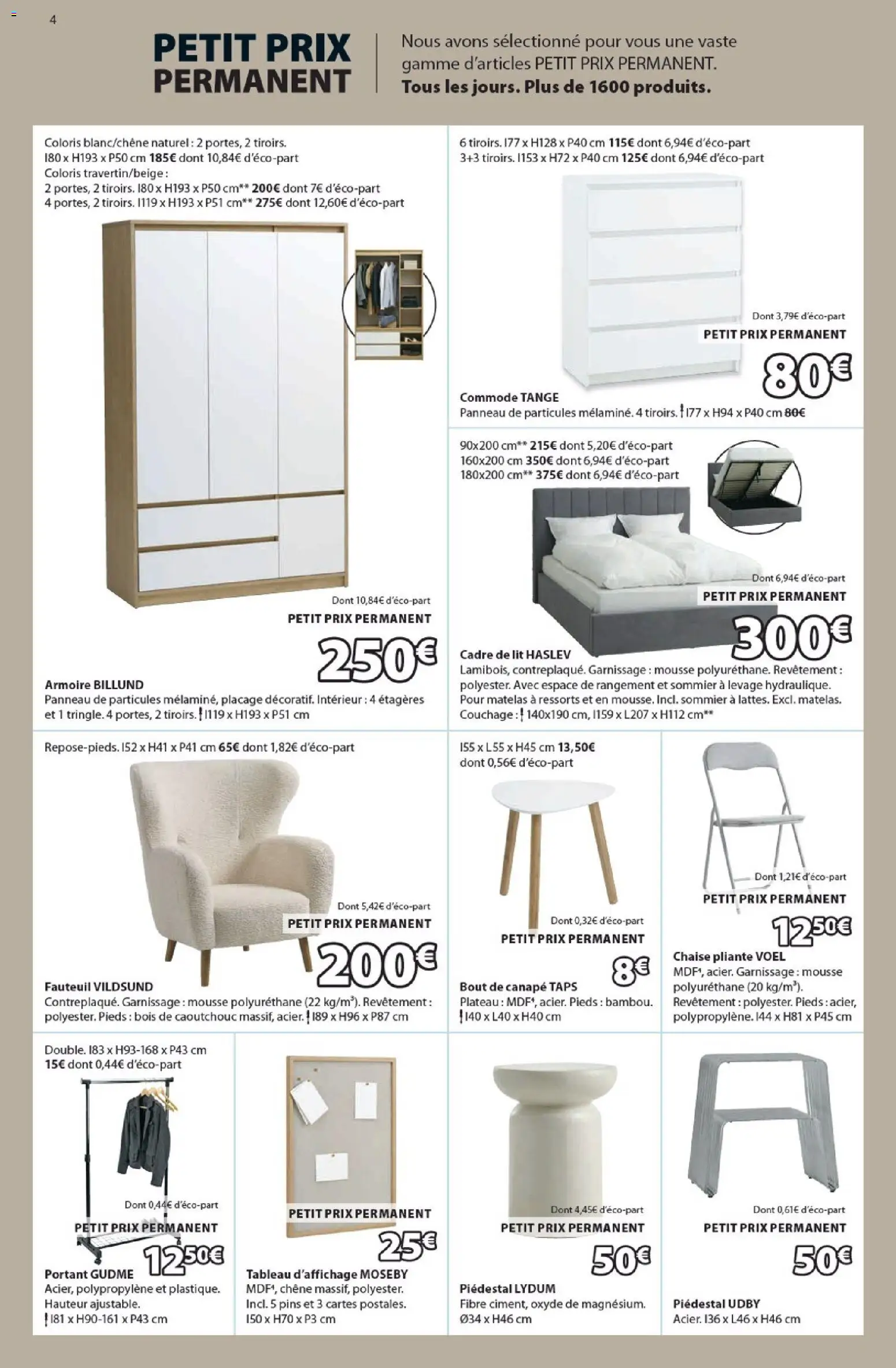 {H1} | Page: 4 | Produits: Mousse, Matelas, Fauteuil, Chaise