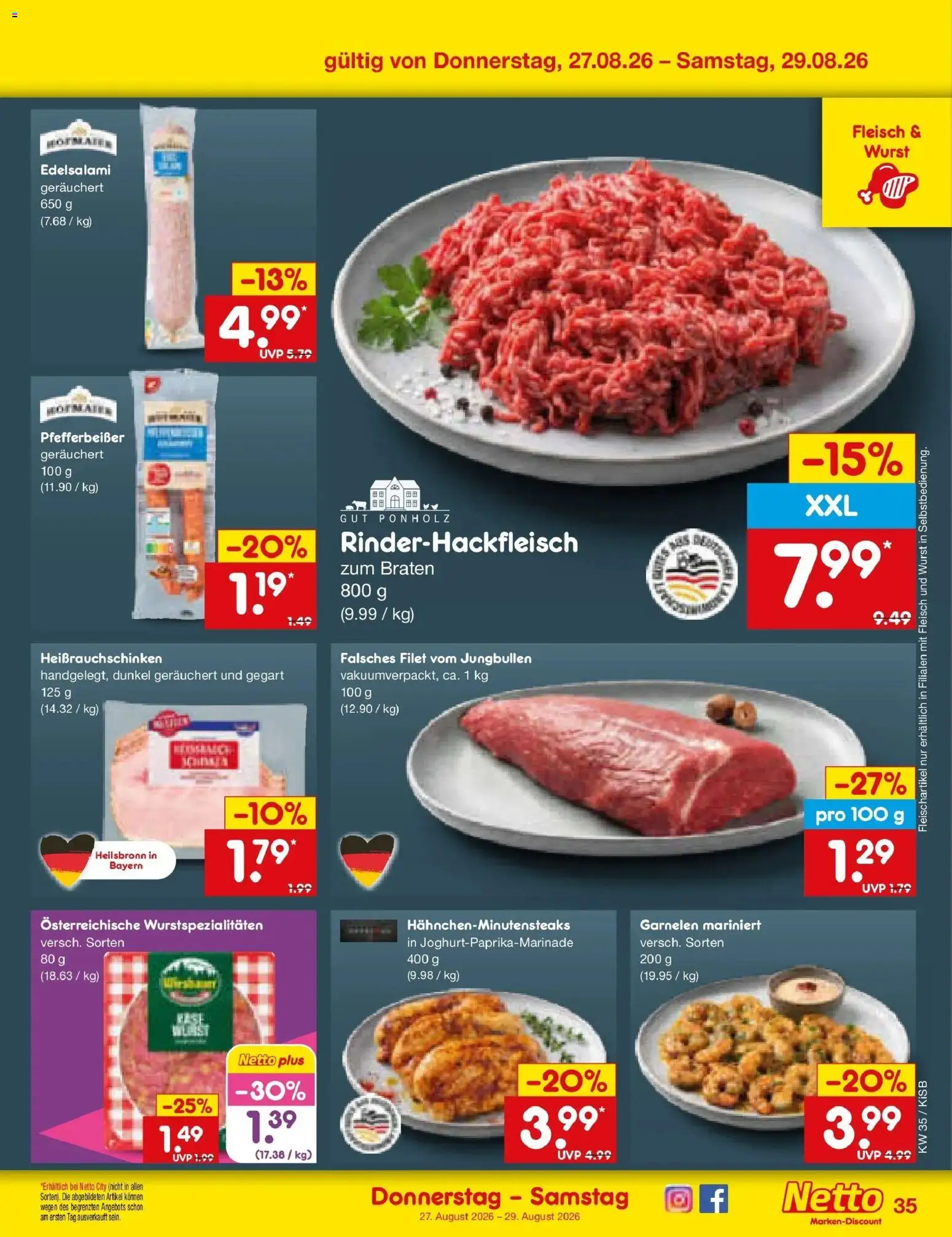 Netto Marken-Discount Prospekt Bad Friedrichshall (ab 24.08.2026) » Angebote | Seite: 49 | Produkte: Garnelen, Wurst, Fleisch