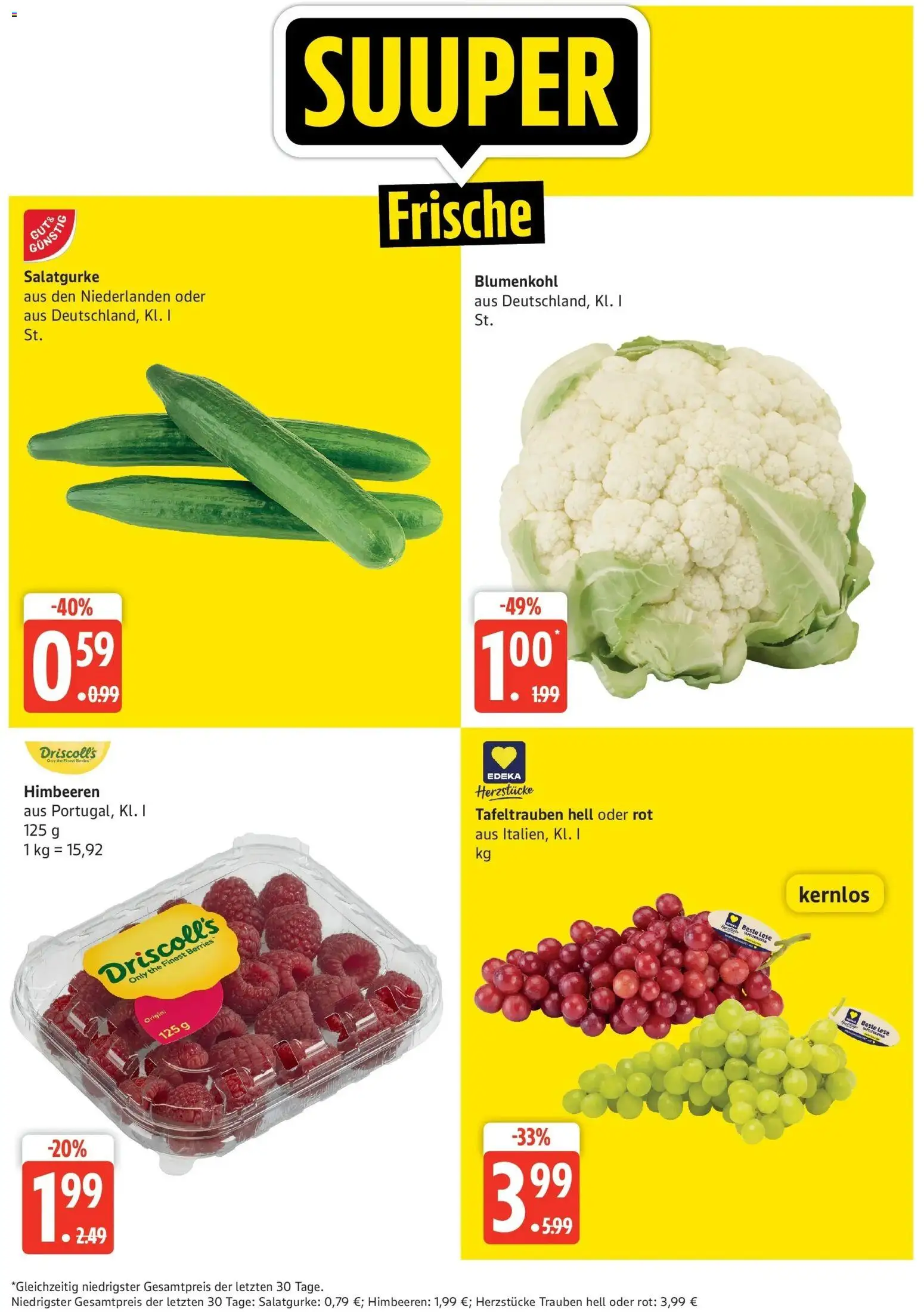 Edeka Prospekt Schleswig (ab 28.09.2026) » Angebote Online | Seite: 5 | Produkte: Himbeeren, Trauben, Blumenkohl
