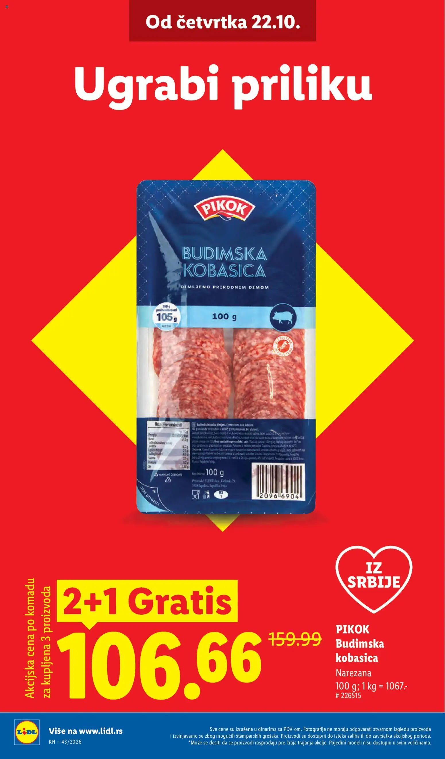 Lidl katalog - važi od 22.10.2026 | Strana: 4 | Proizvode: Budimska kobasica, Kobasica