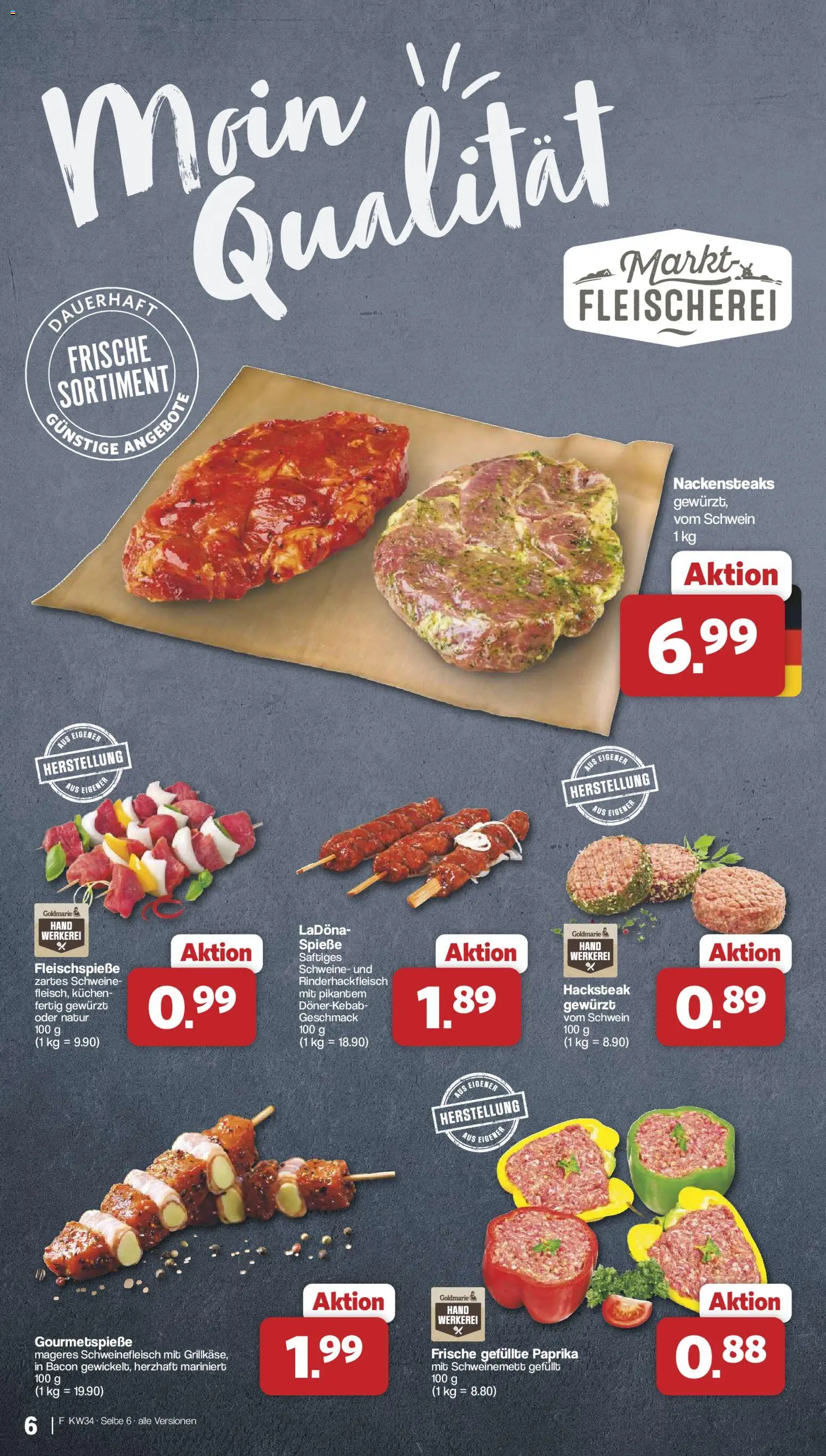 Famila Nordwest Prospekt – gültig ab 17.08.2026 | Seite: 6 | Produkte: Nackensteaks, Paprika, Schweinefleisch, Kuchen