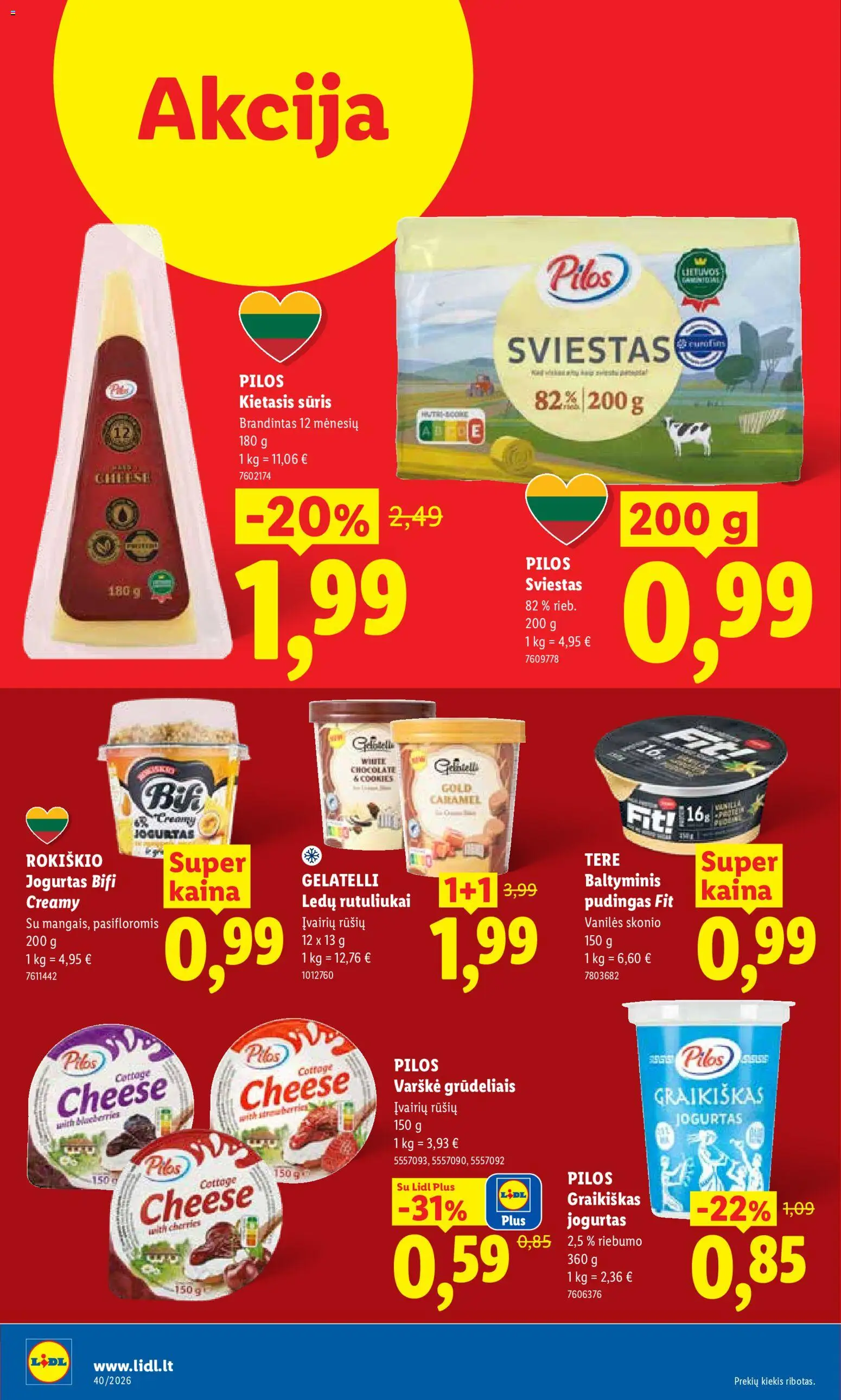 LIDL akcijos nuo 2026.09.28 | Puslapis: 38 | Prekių: Jogurtas, Sūris, Sviestas, Varškė