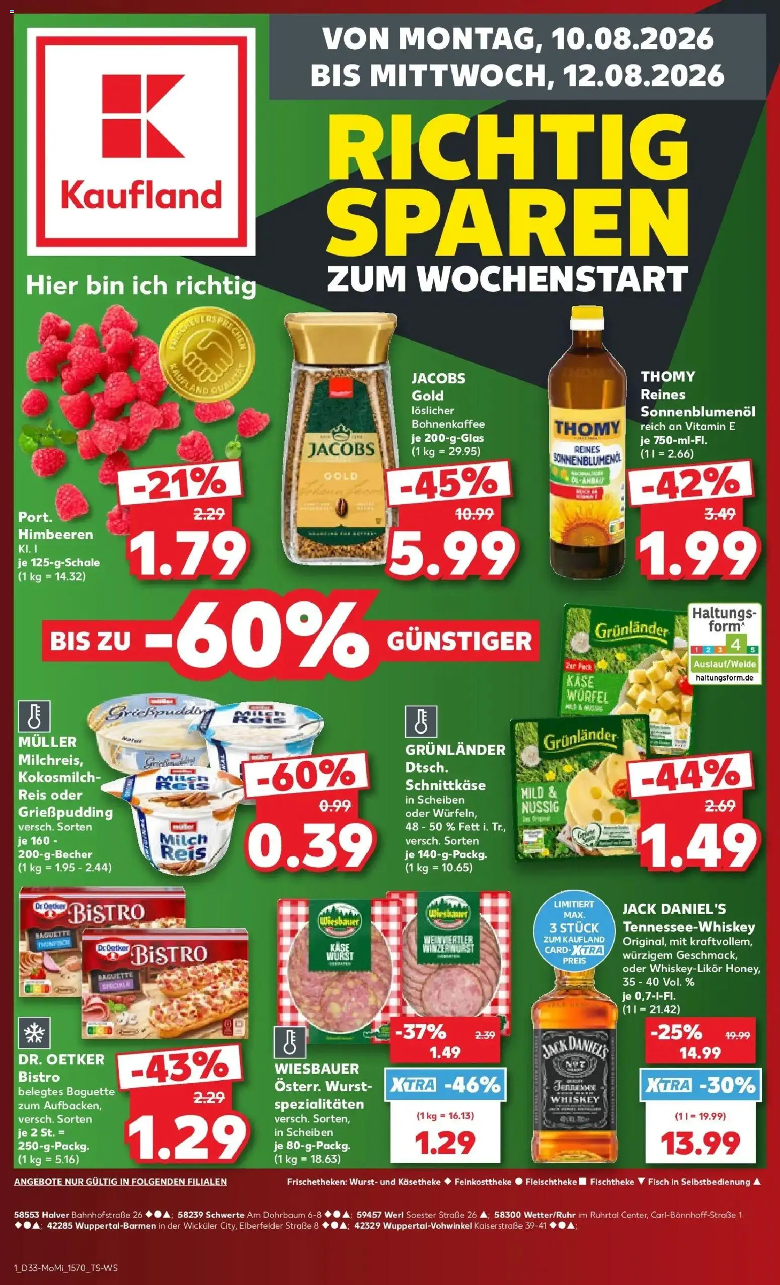 Prospekt Kaufland ab 10.08.2026 » Angebote Online zum Blättern | Seite: 1 | Produkte: Jack Daniel's, Fisch, Kokosmilch, Wurst