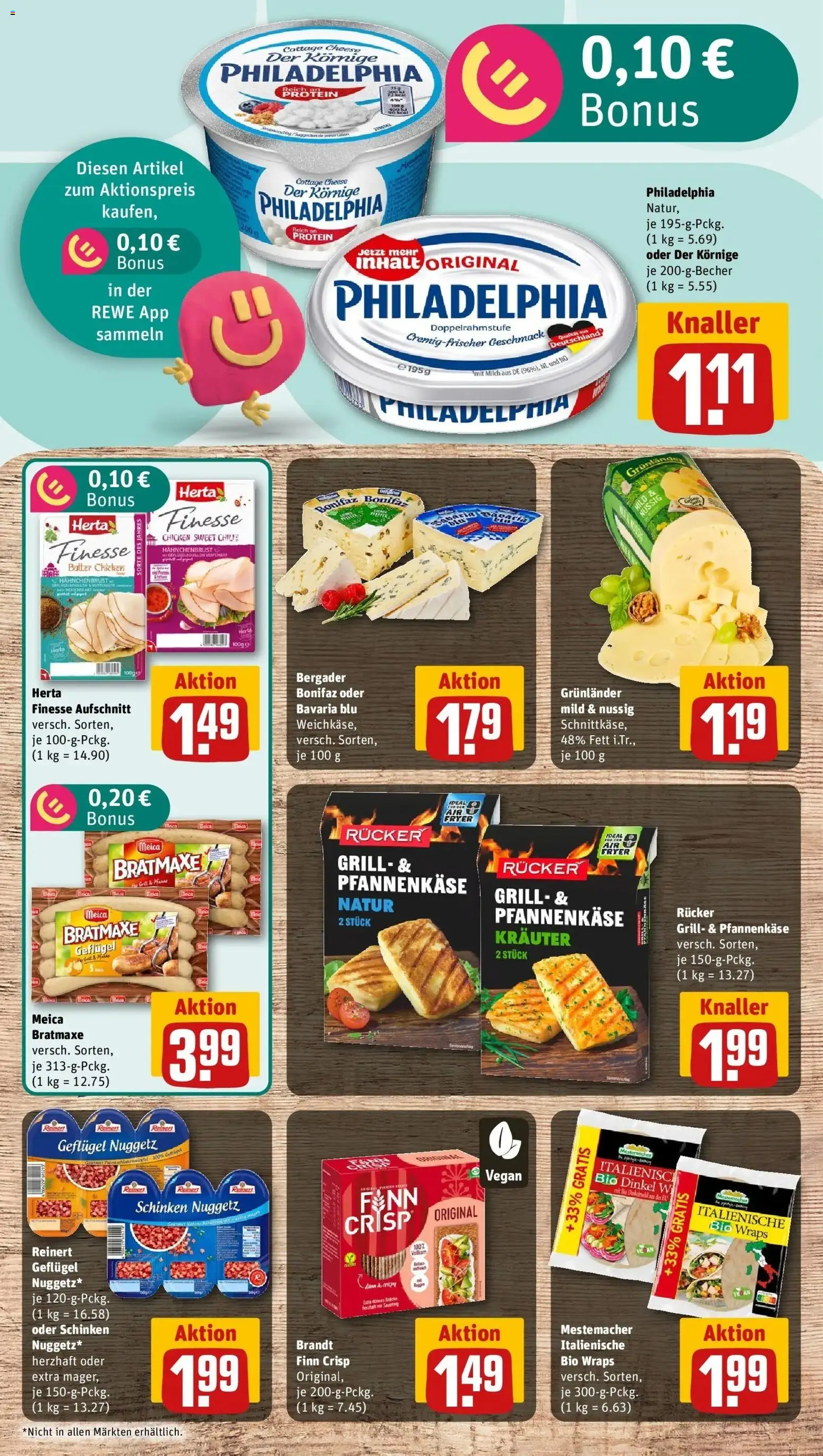 REWE Prospekt ab 24.08.2026 zum Blättern » Angebote | Seite: 11 | Produkte: Philadelphia, Grunlander, Schinken, Herta finesse