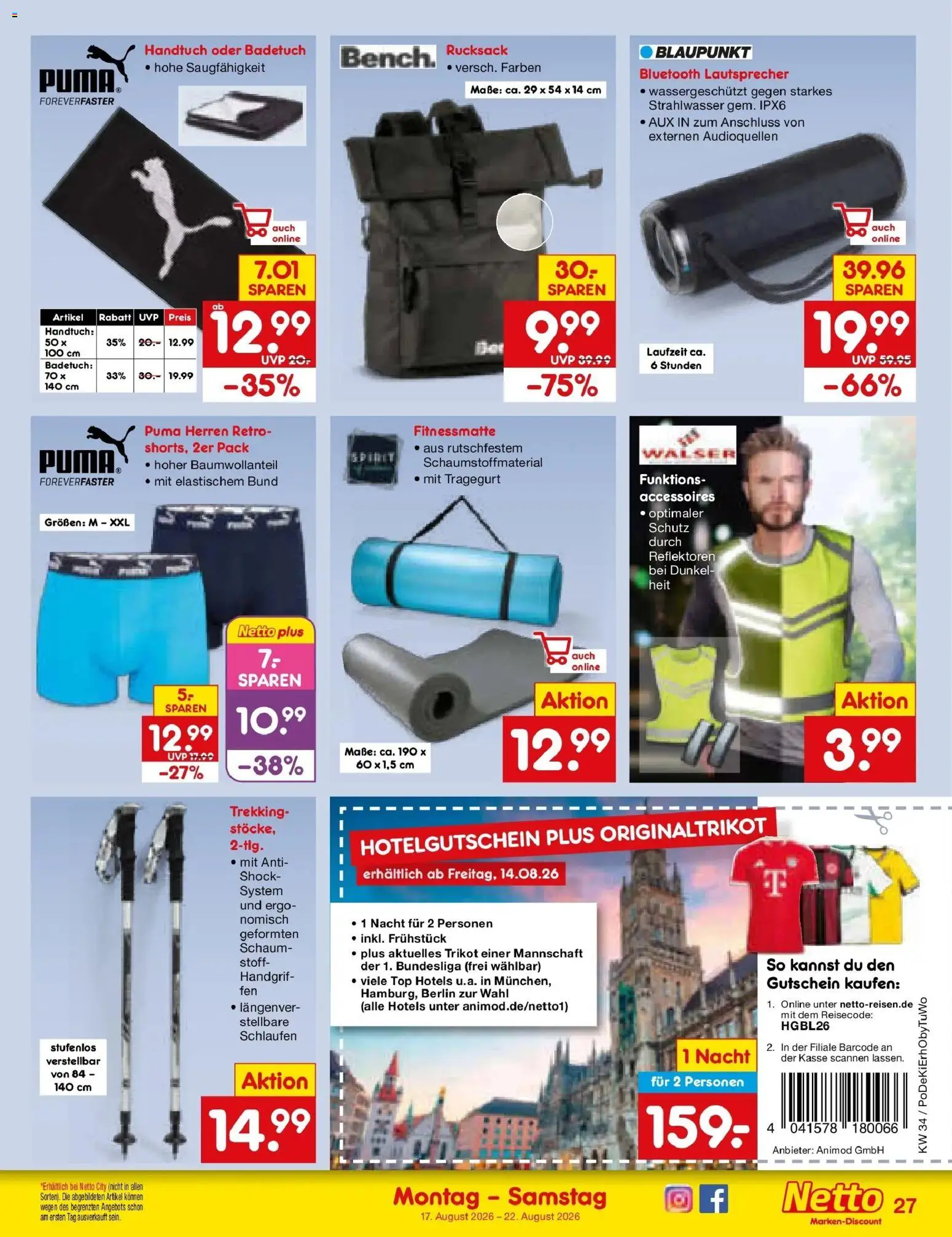 Netto Marken-Discount Prospekt Bad Friedrichshall – gültig ab 17.08.2026 | Seite: 37 | Produkte: Top, Lautsprecher, Rucksack
