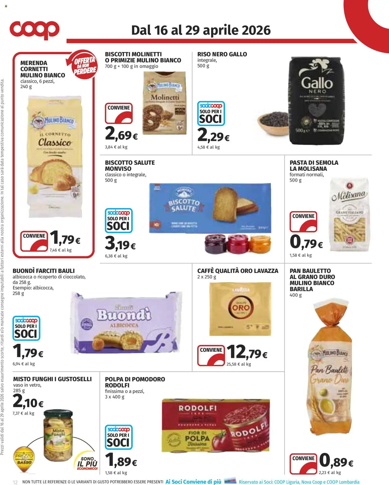 Volantino COOP del 16.04.2026 | Pagina: 12 | Prodotti: Caffè, Riso, Cornetto, Funghi