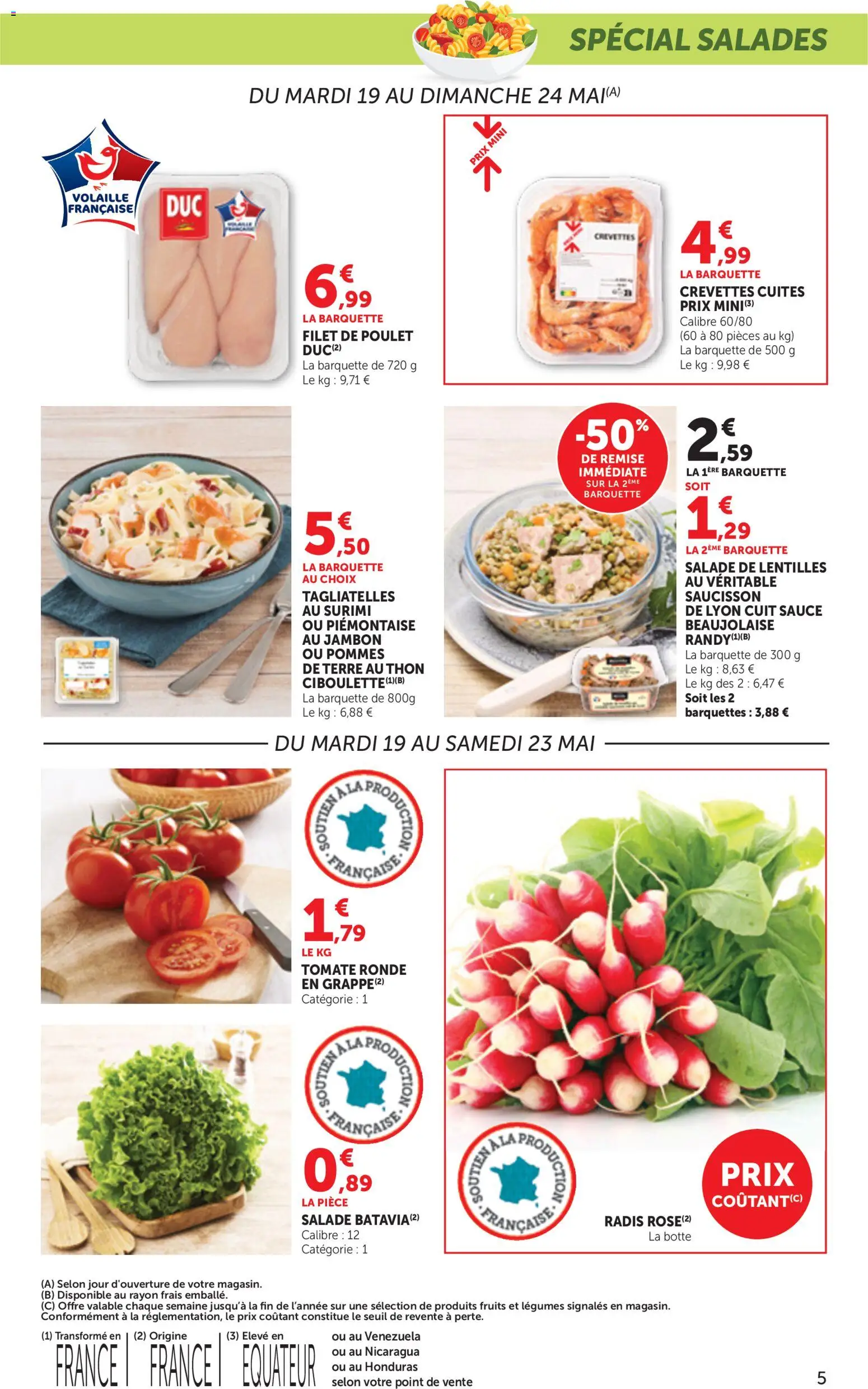 {H1} | Page: 5 | Produits: Salade, Saucisson, Volaille, Pommes