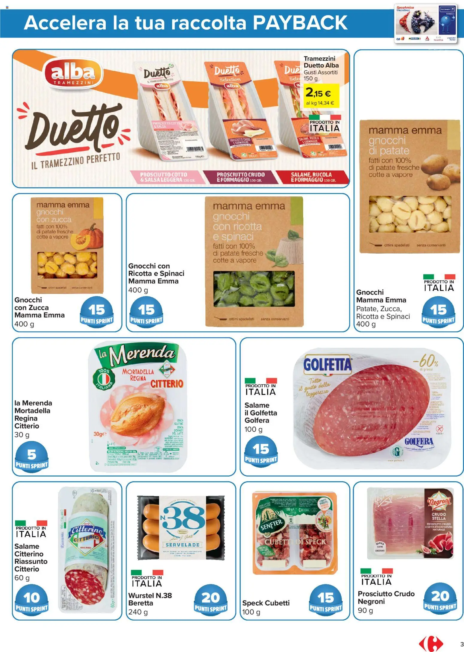 Volantino Carrefour del 20/08/2026 | Pagina: 3 | Prodotti: Speck, Spinaci, Zucca, Ricotta