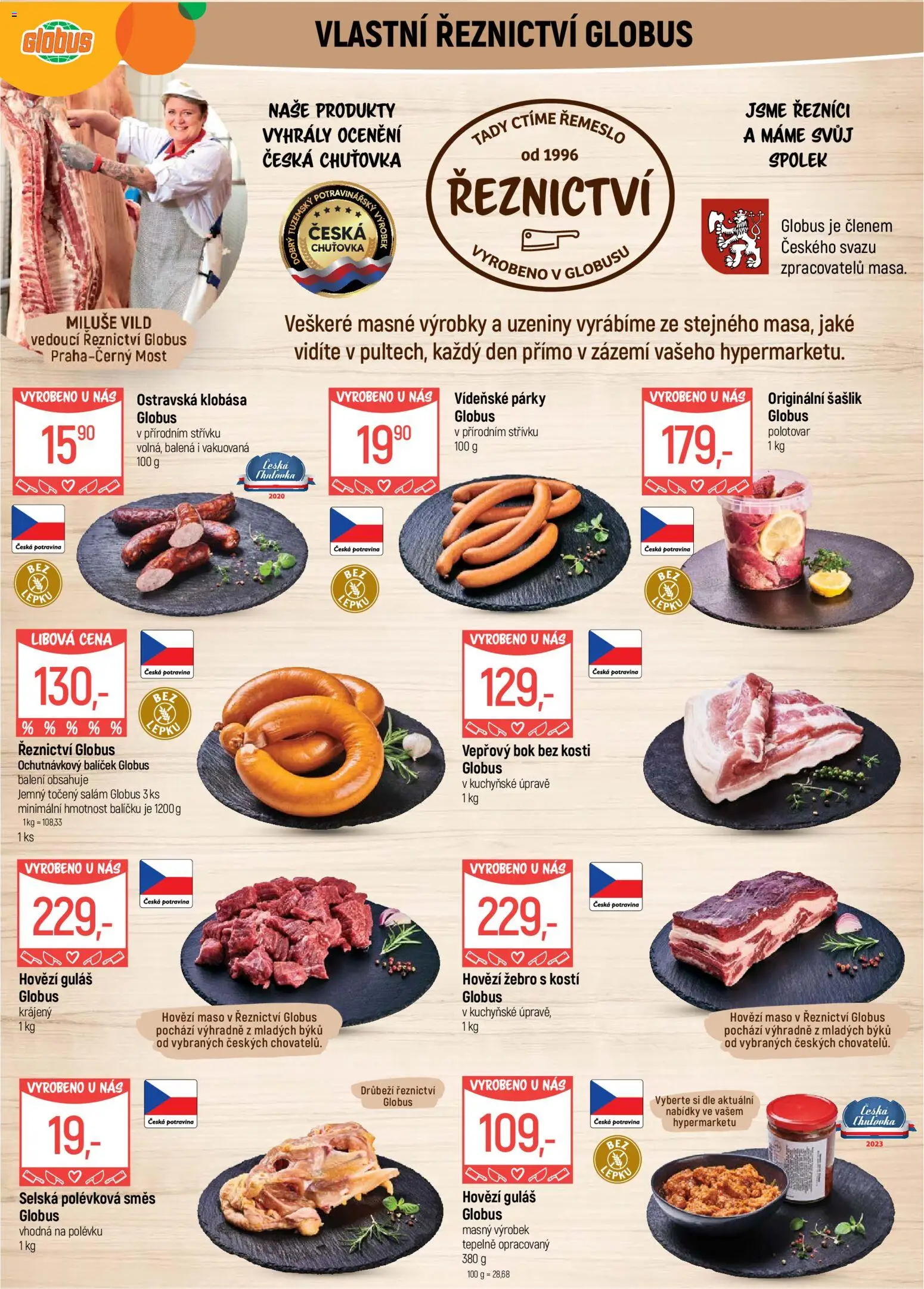 Globus leták - Praha Černý Most od 03.06.2026 | Strana: 5 | Produkty: Hovězí maso, Vepřový bok, Točený salám, Maso